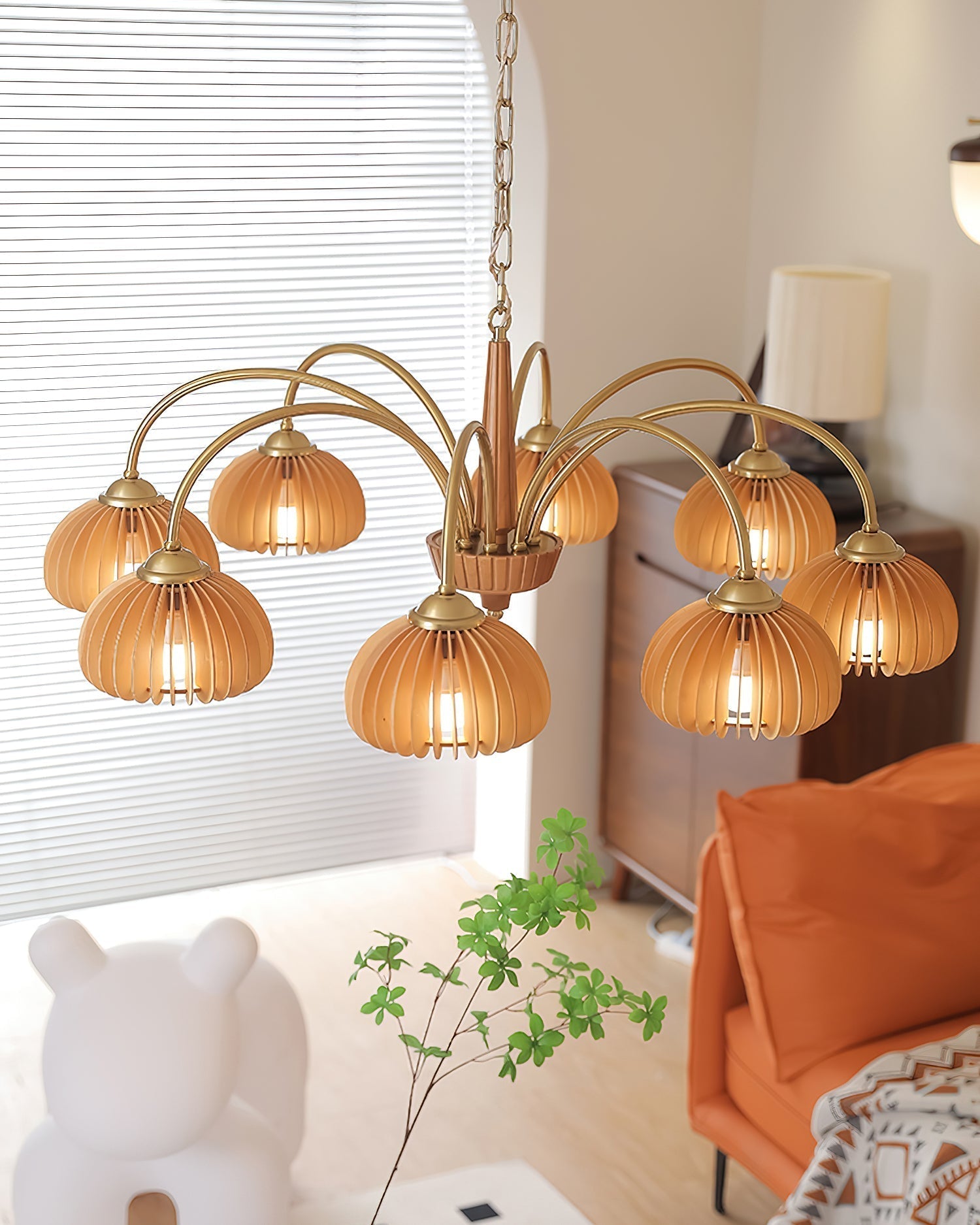 Autumn Glow Pumpkin Wooden Chandelier - Letslighting