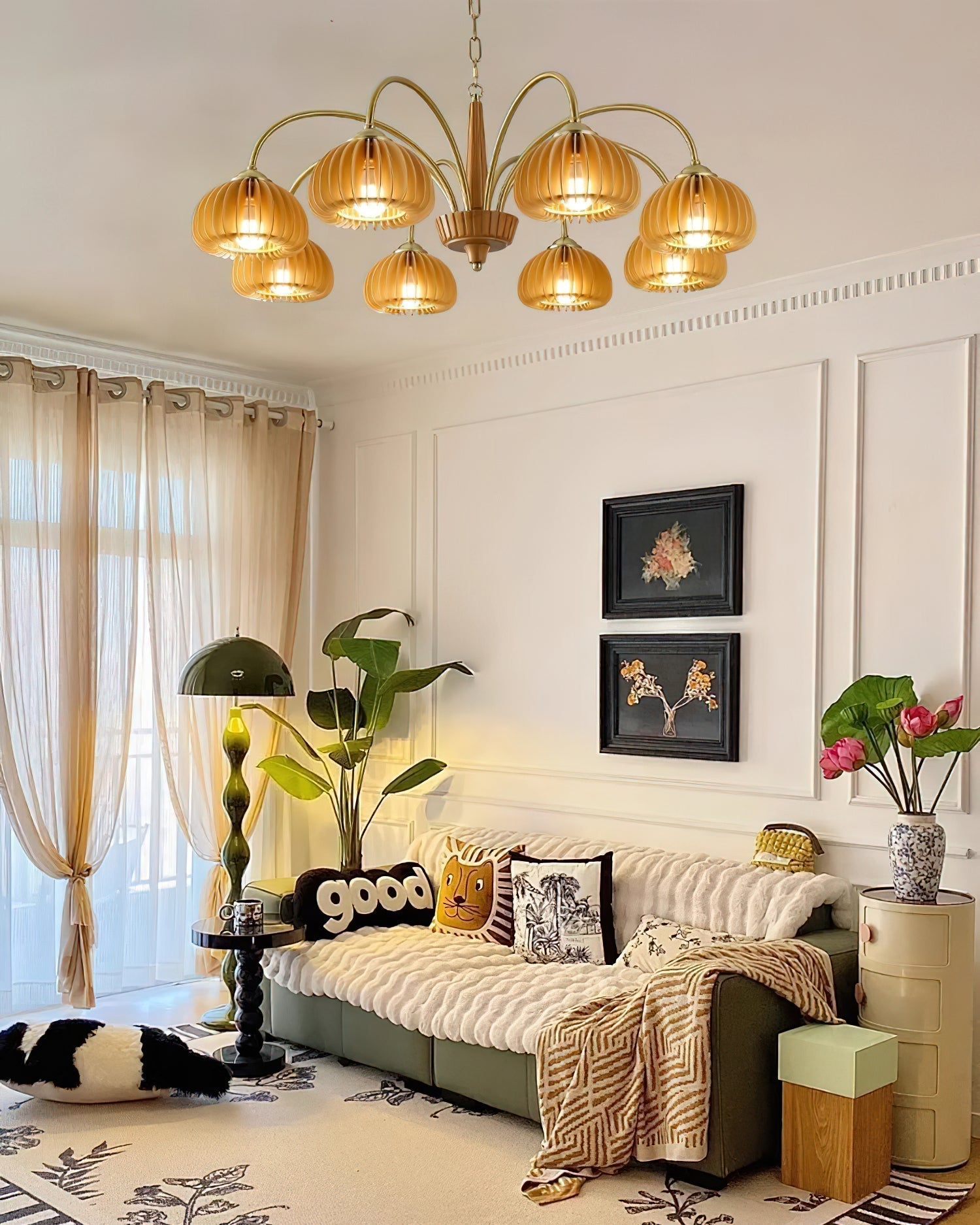 Autumn Glow Pumpkin Wooden Chandelier - Letslighting