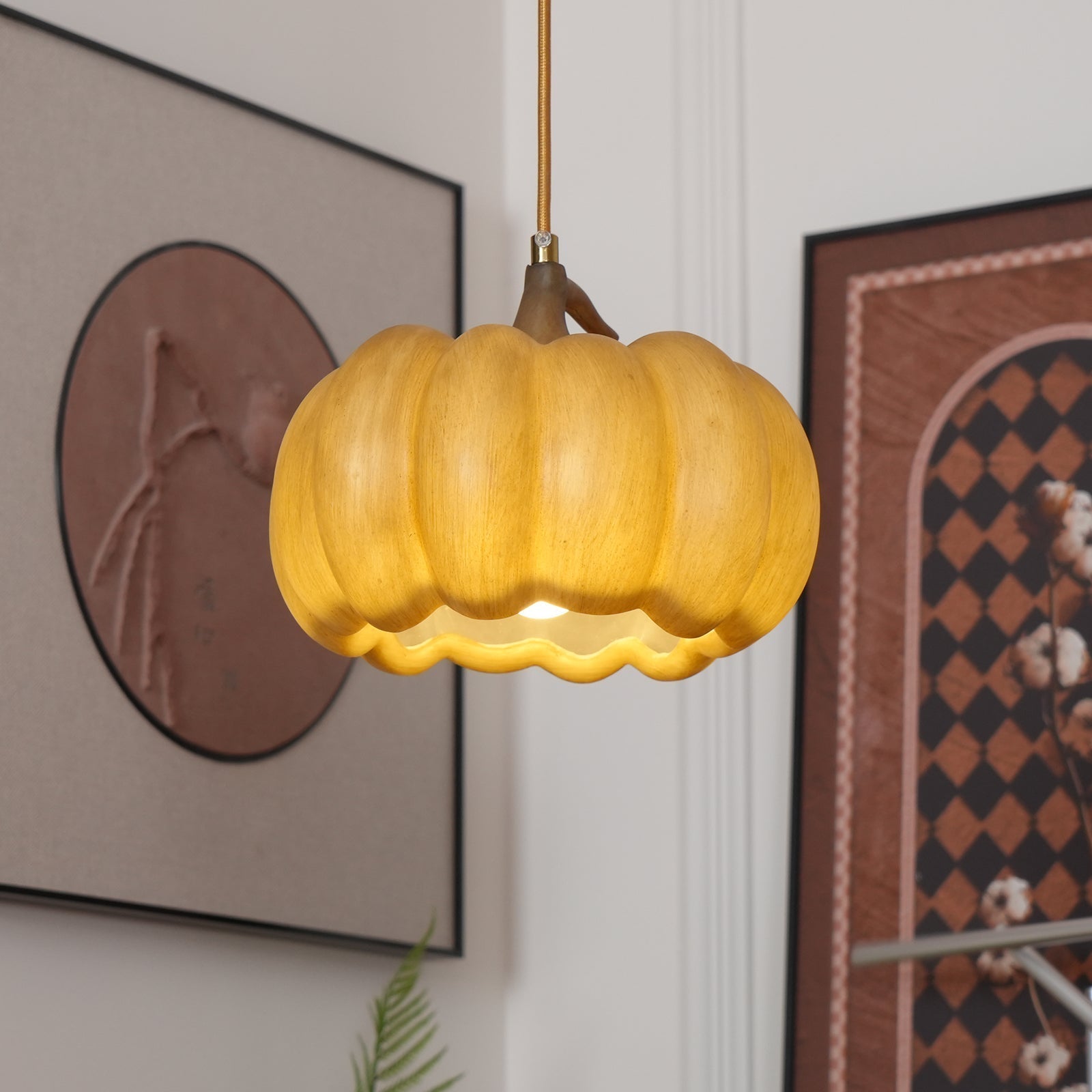 Duzy Pumpkin Pendant Lamp Resin Vintage Japanese - Letslighting