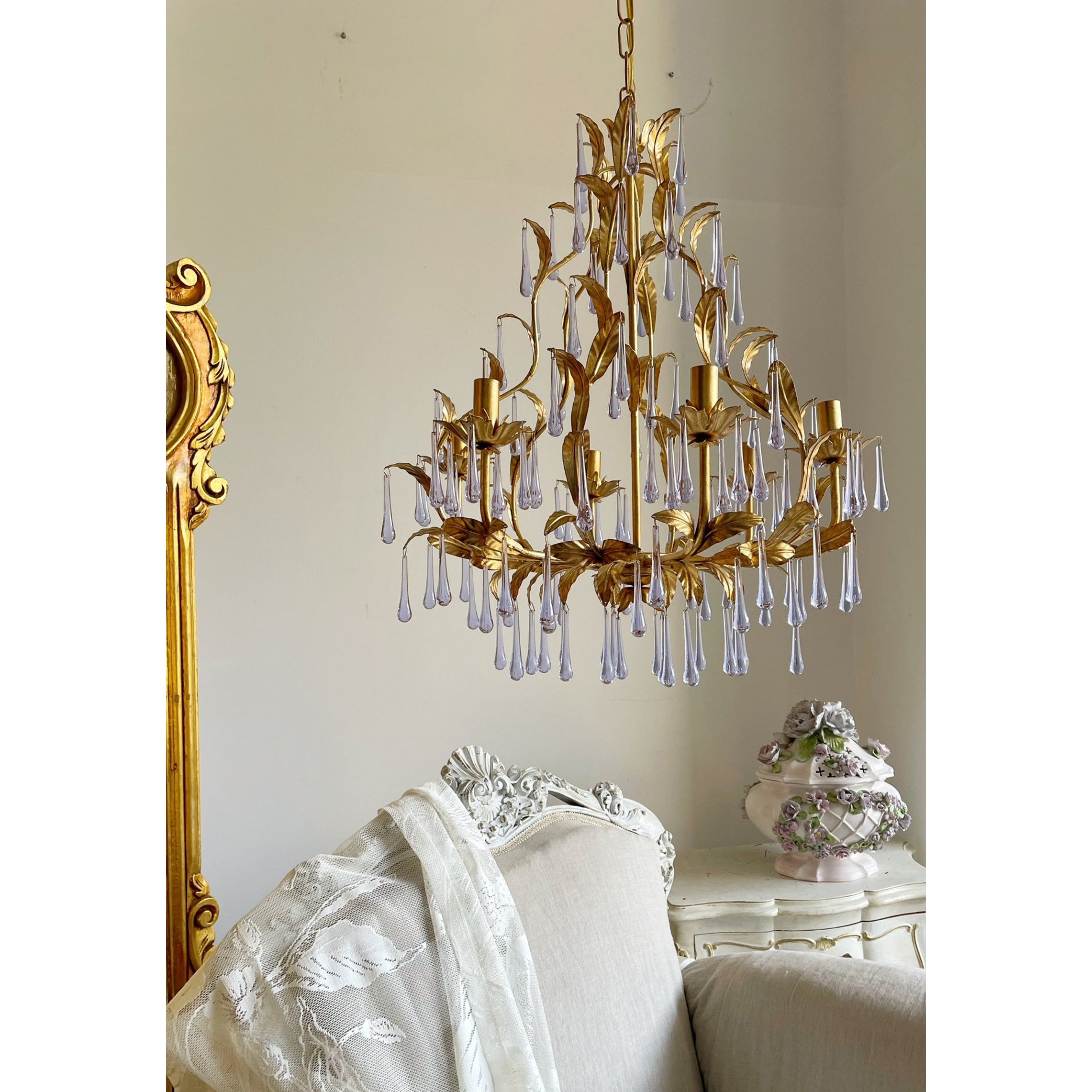 Ilvenel Postmodern Luxury Birdcage Purple Glass Chandelier - Lamp Copper