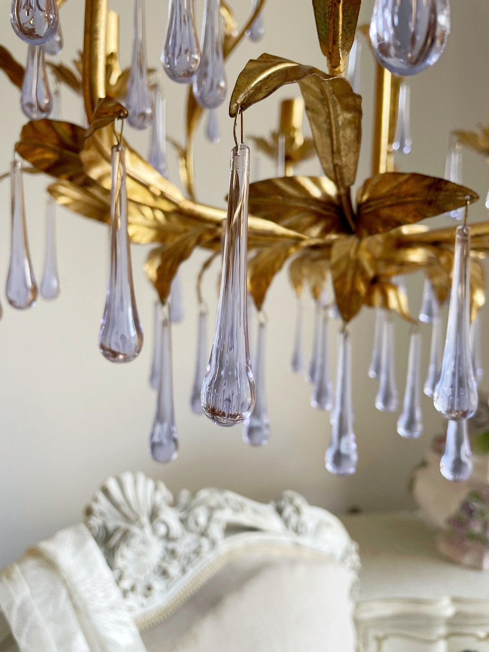 Ilvenel Postmodern Luxury Birdcage Purple Glass Chandelier - Lamp Copper