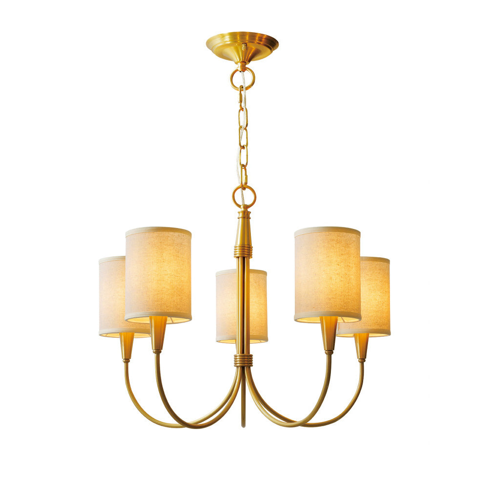 Armira Vintage Industrial Metal Fabric Chandelier - Lamp Copper