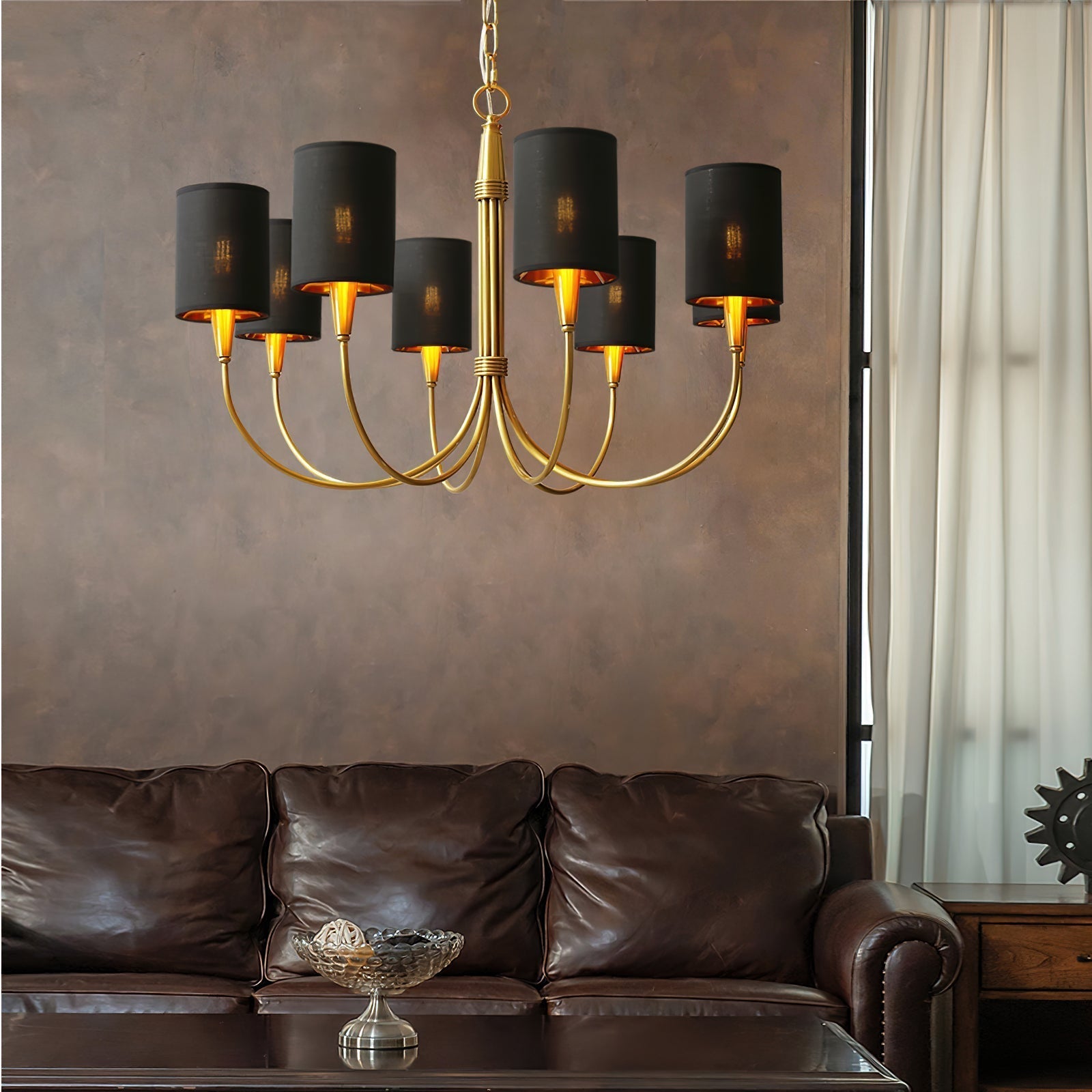 Armira Vintage Industrial Metal Fabric Chandelier - Lamp Copper