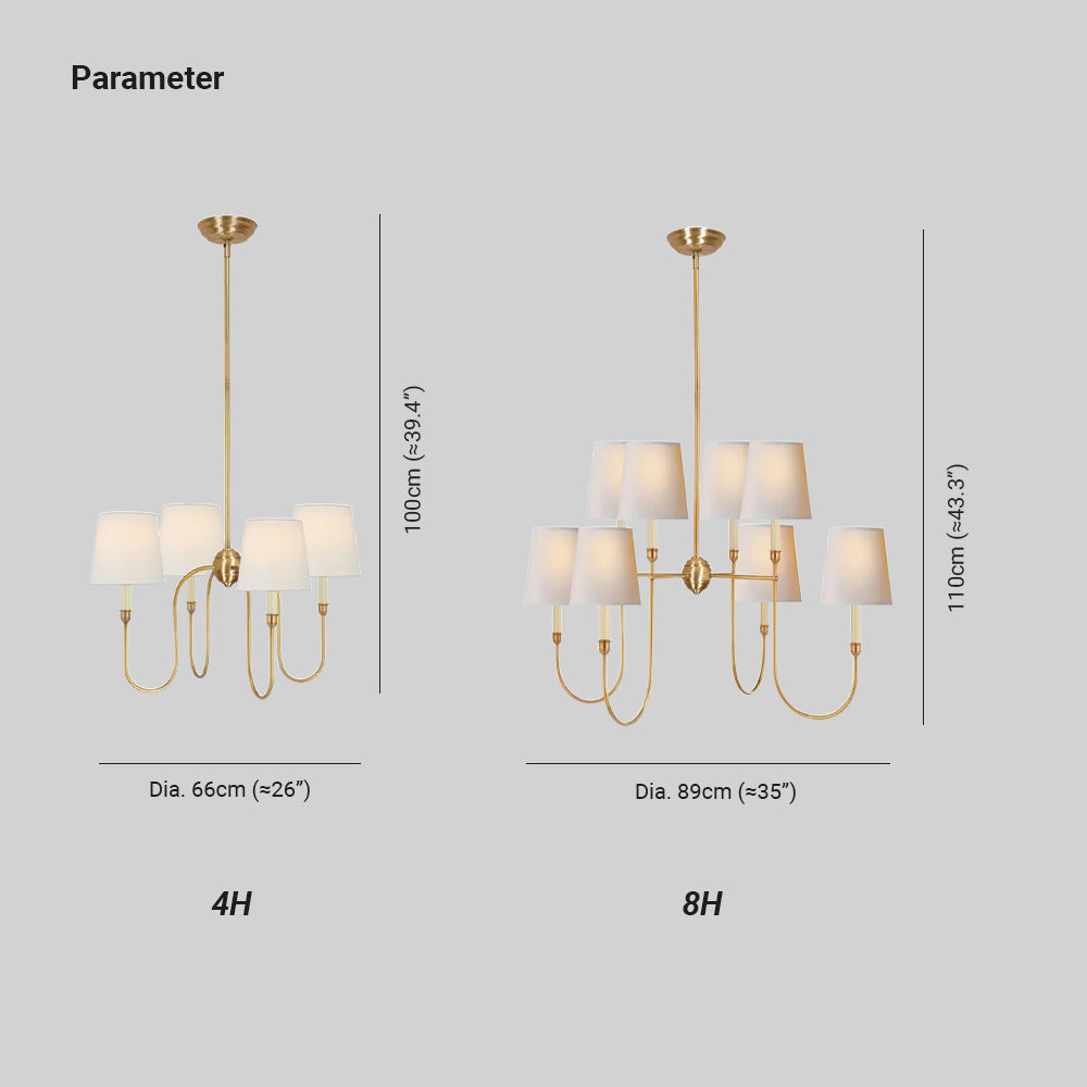 Talia Lustre de Luxe en Laiton et Tissu - Neutralighting