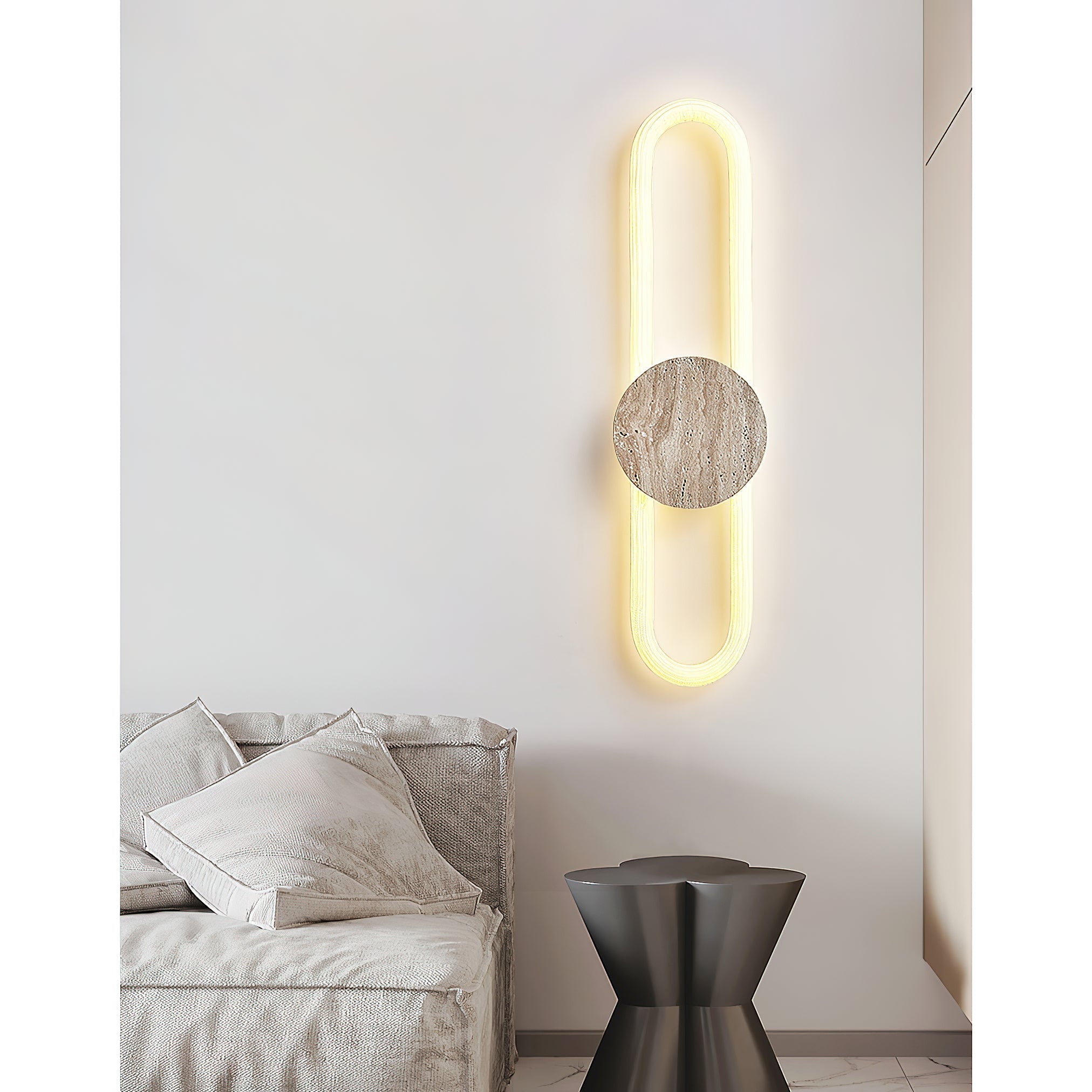 Avynor Modern Minimalist Travertine Wall Lamp - Lamp Copper
