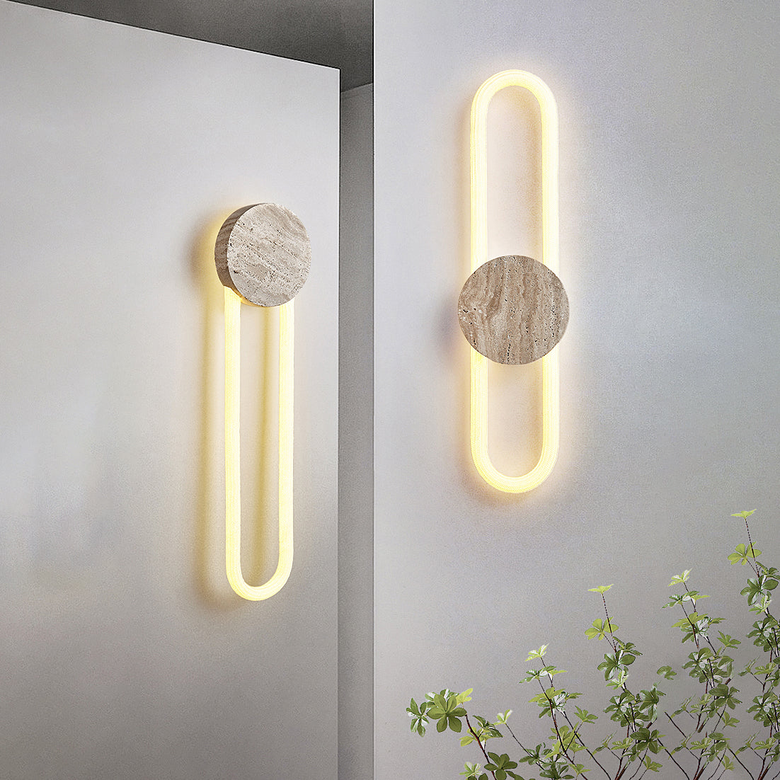 Avynor Modern Minimalist Travertine Wall Lamp - Lamp Copper