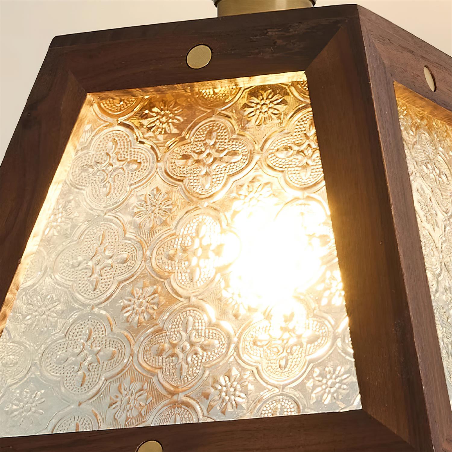 Radia Ceiling Light Wood Glass Vintage - Letslighting