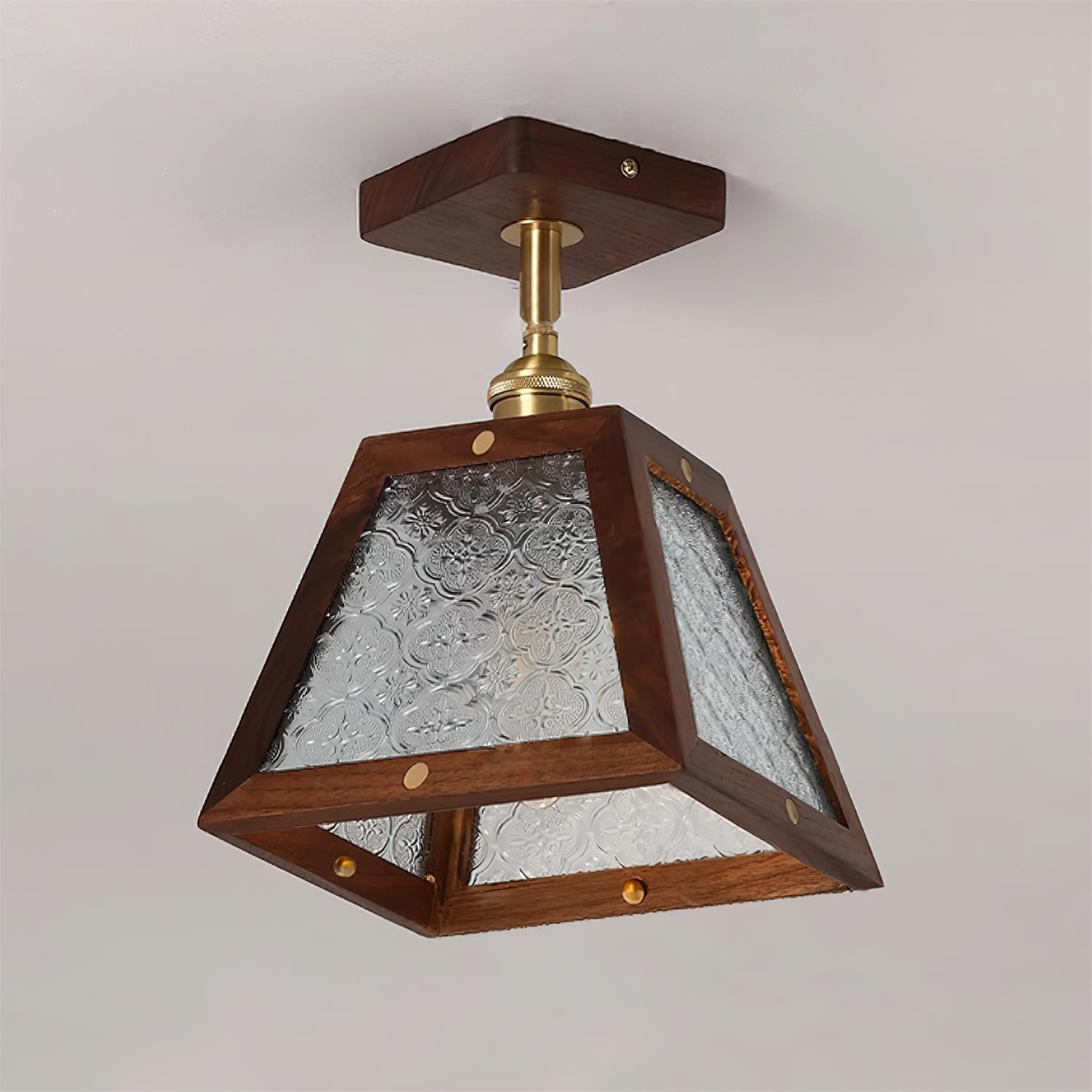 Radia Ceiling Light Wood Glass Vintage - Letslighting