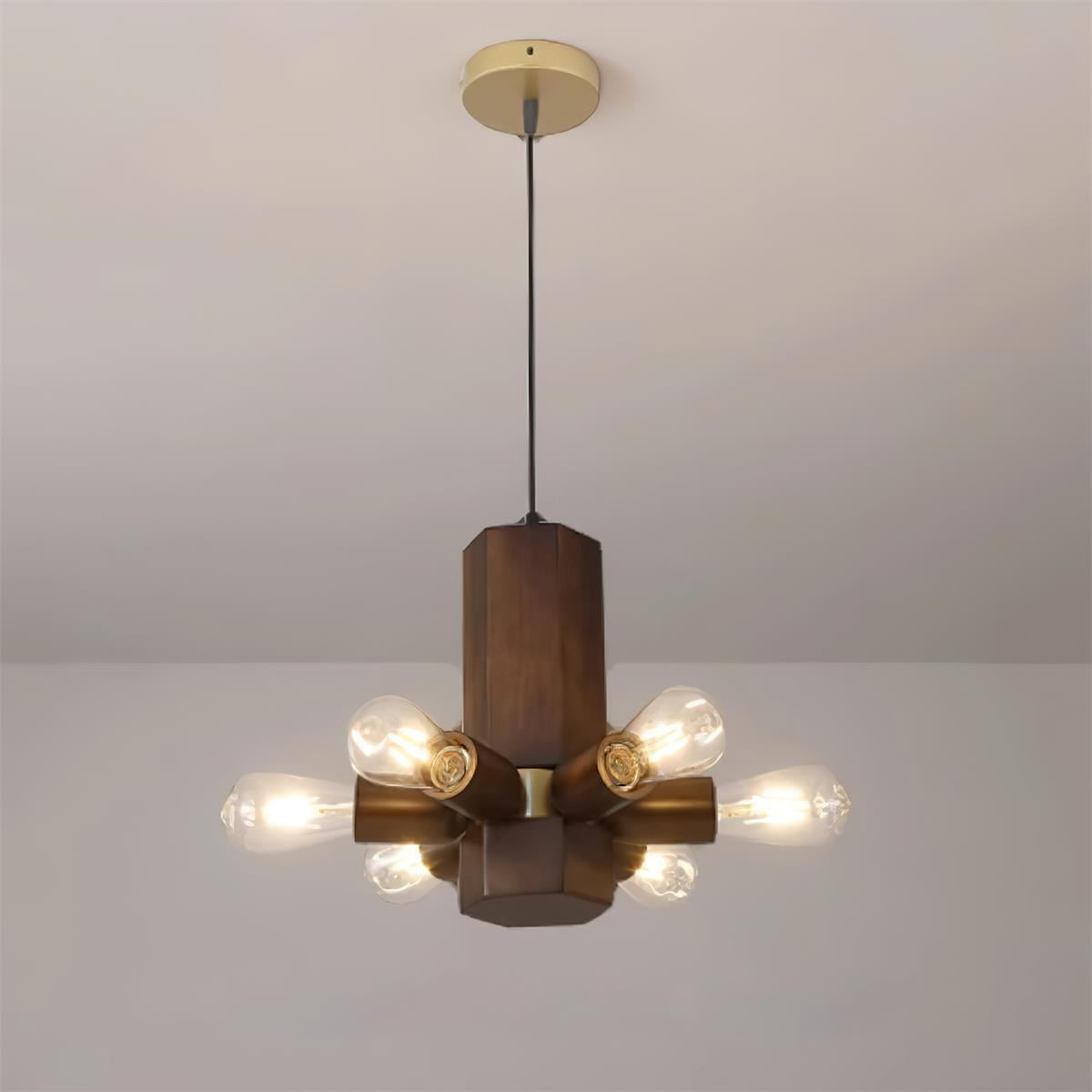 Radia Pendant Lamp Wood Exposed Industrial - Letslighting