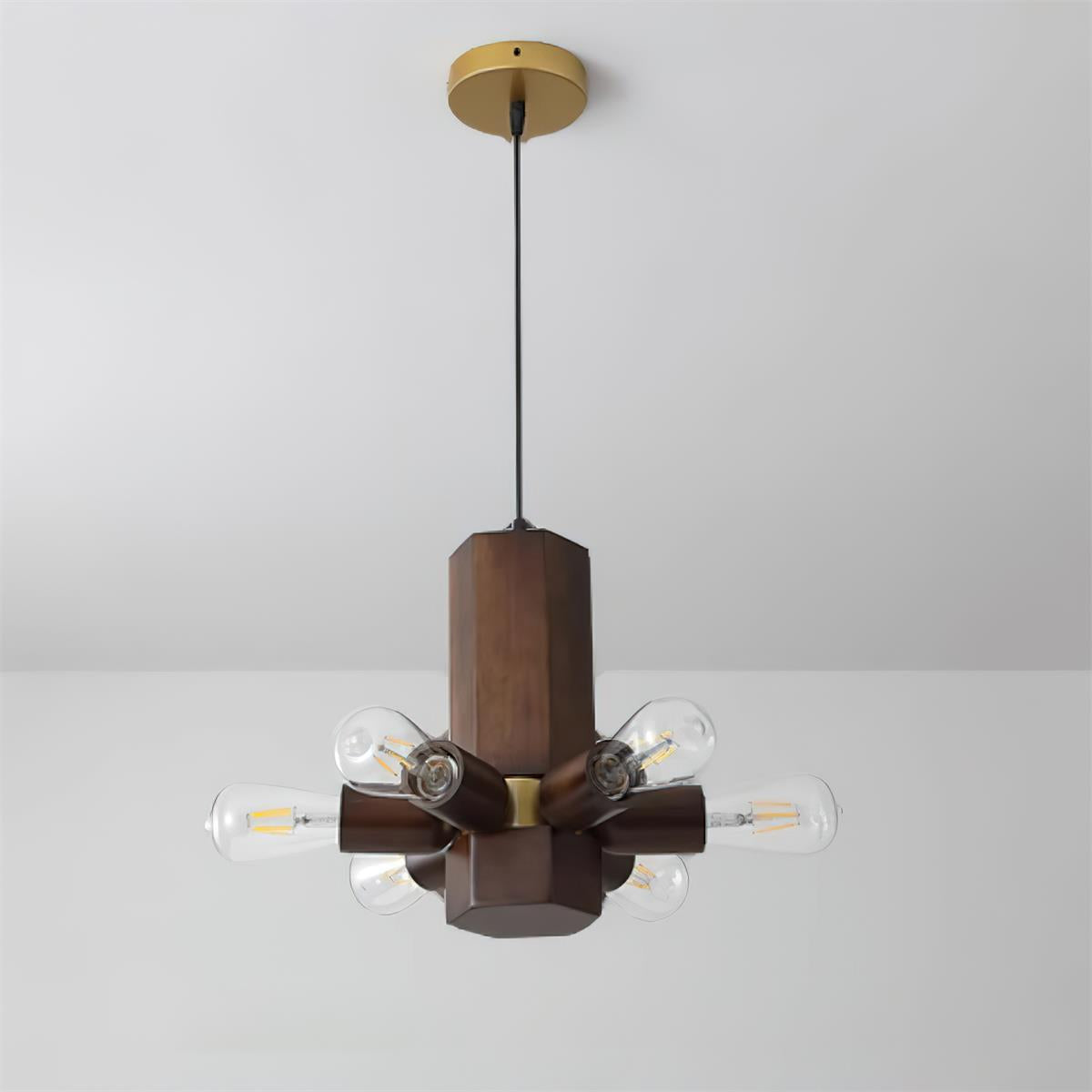 Radia Pendant Lamp Wood Exposed Industrial - Letslighting