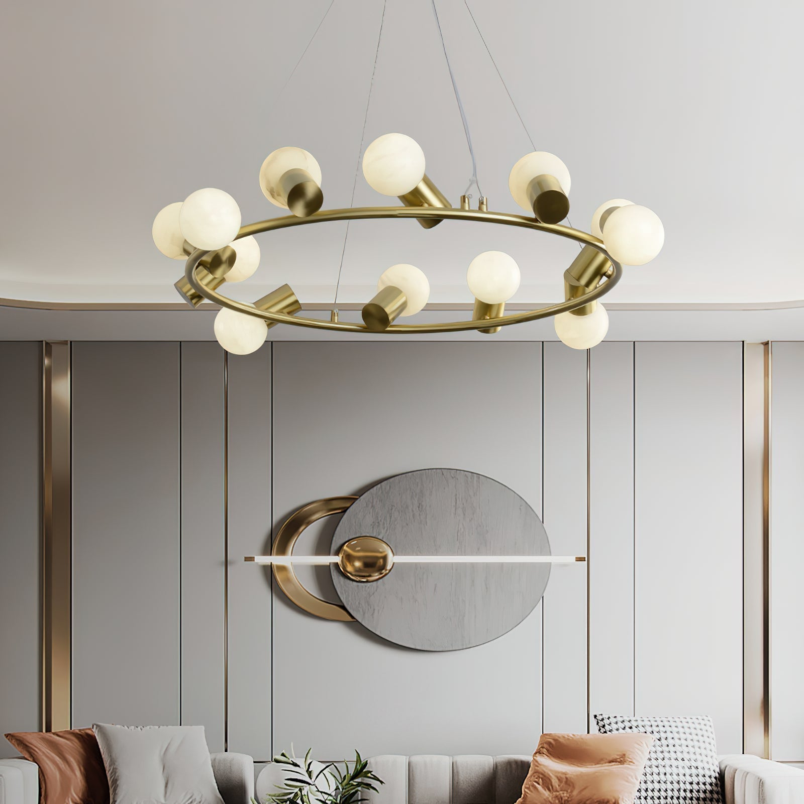Nyphaiel Postmodern Luxury Alabaster Chandelier - Lamp Copper