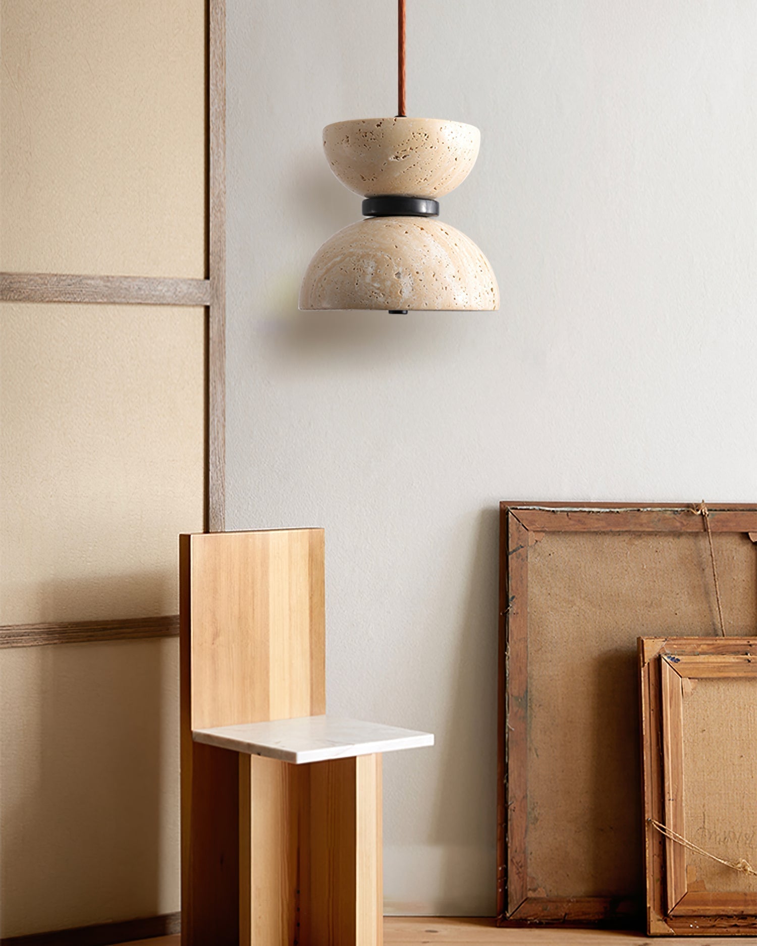 Tersus Travertine Hourglass Pendant Light Double-dome - Letslighting