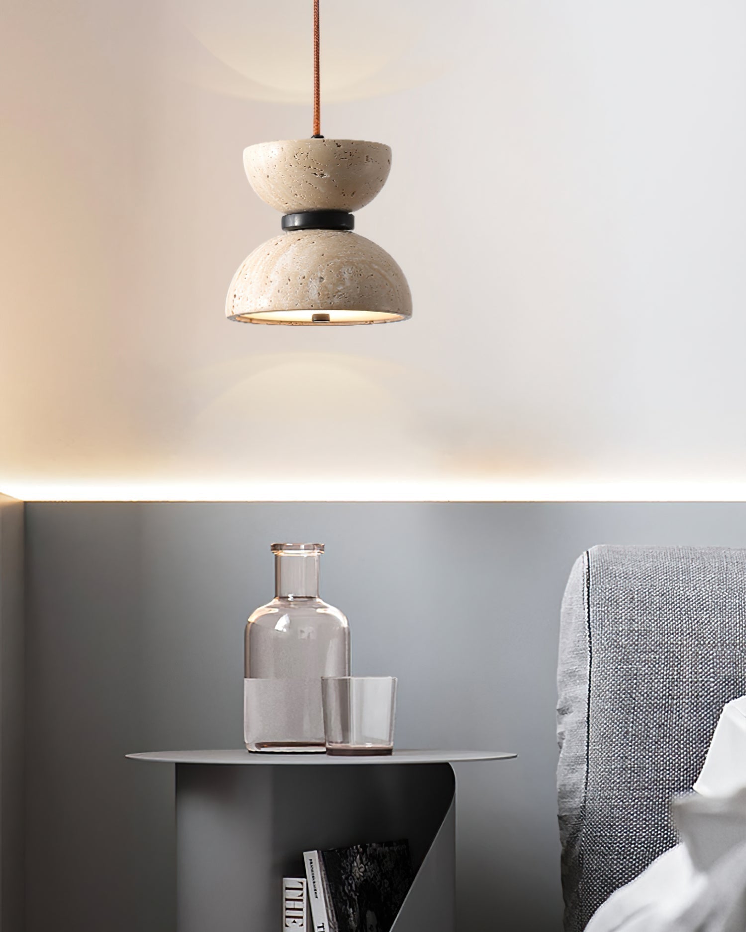 Tersus Travertine Hourglass Pendant Light Double-dome - Letslighting