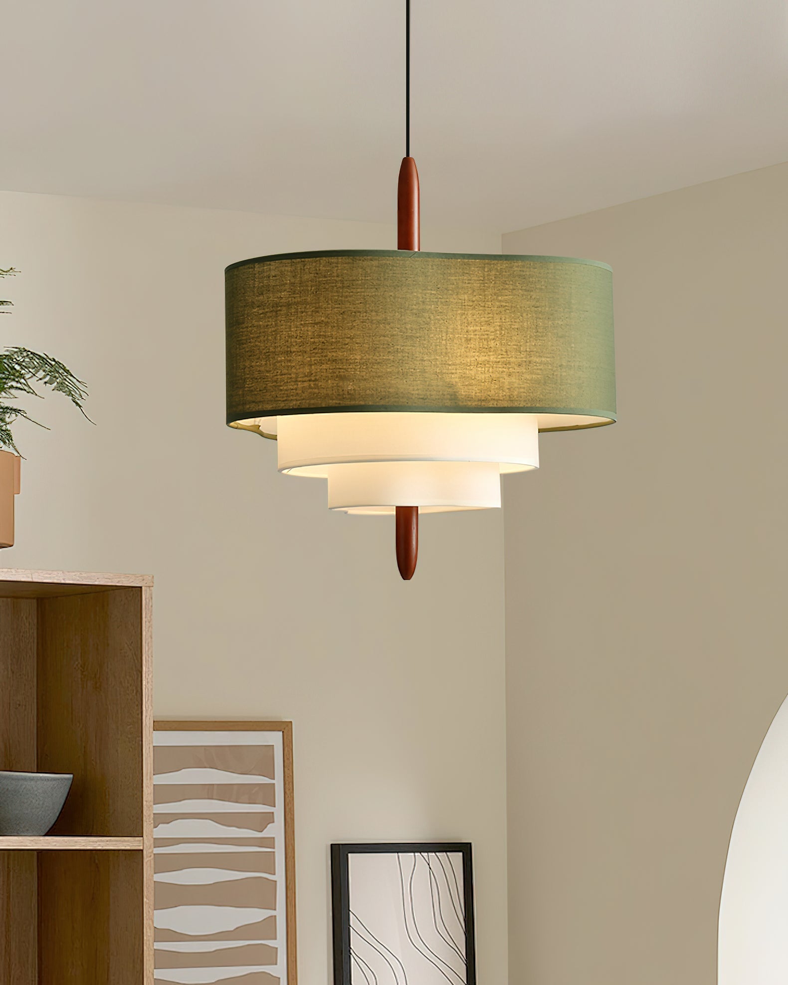 Ophel Green Fabric Pendant Lamp - Letslighting