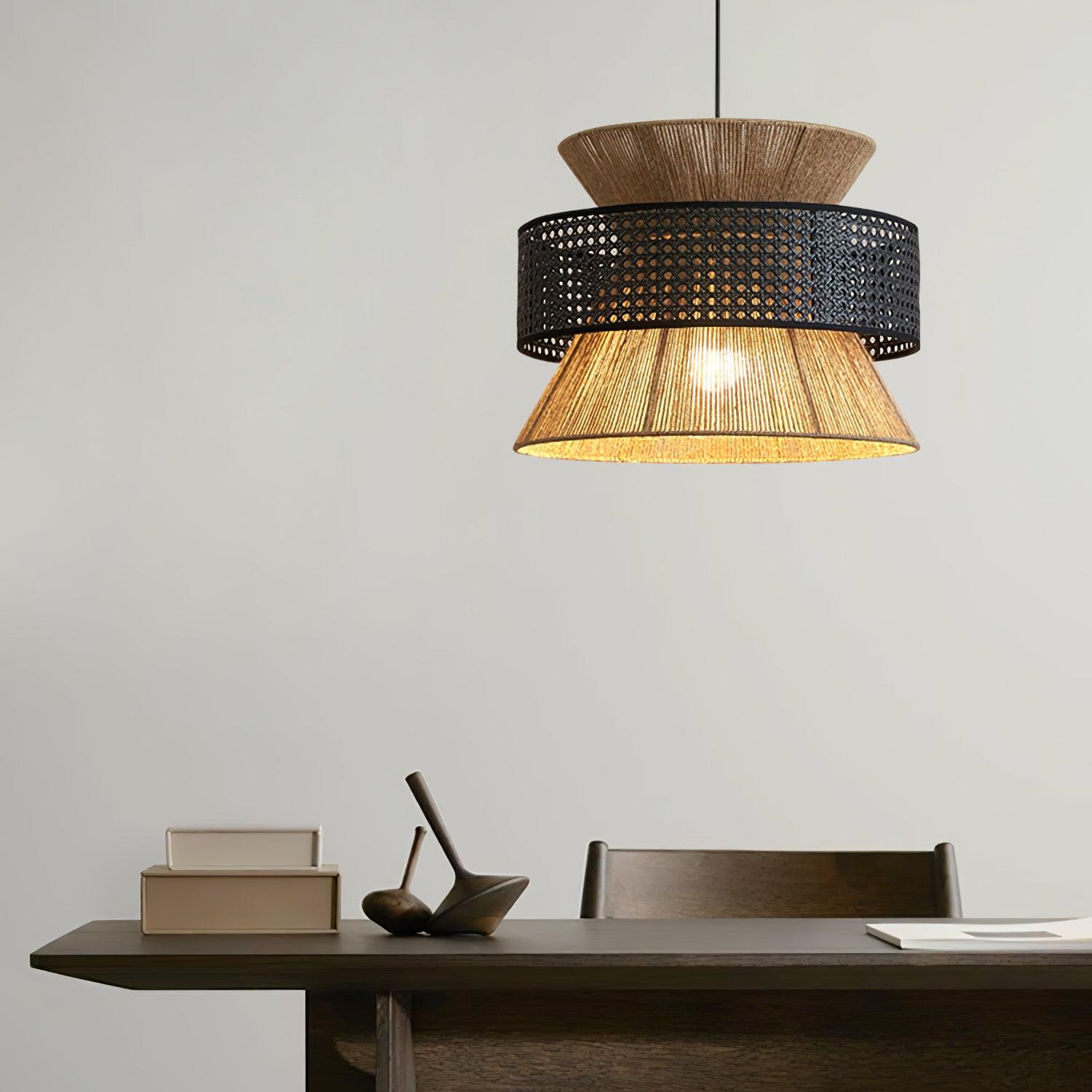 Ophelia Lustra Lampe Suspendue Rattan Tissé Élégante - Neutralighting