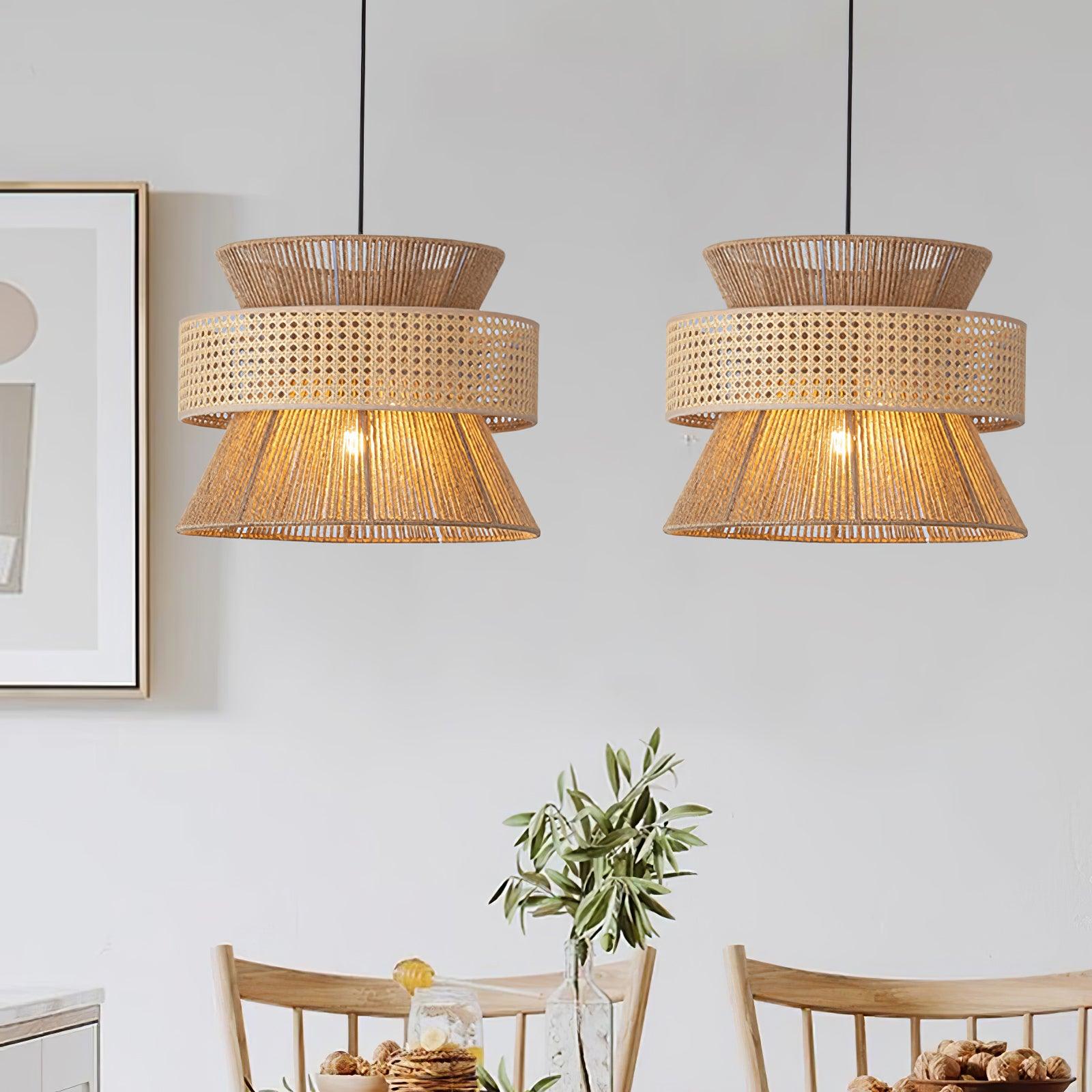 Ophelia Lustra Lampe Suspendue Rattan Tissé Élégante - Neutralighting