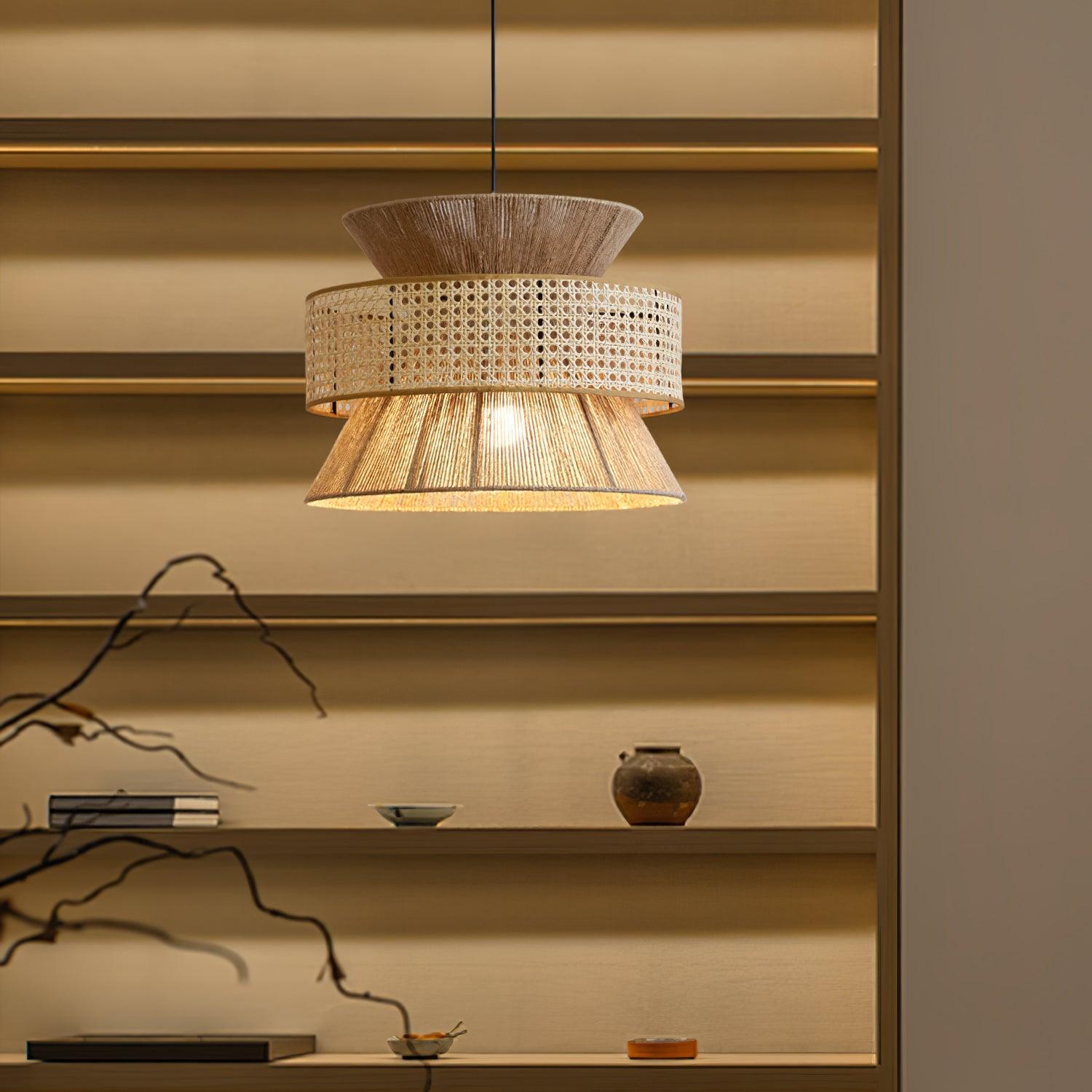 Ophelia Lustra Lampe Suspendue Rattan Tissé Élégante - Neutralighting