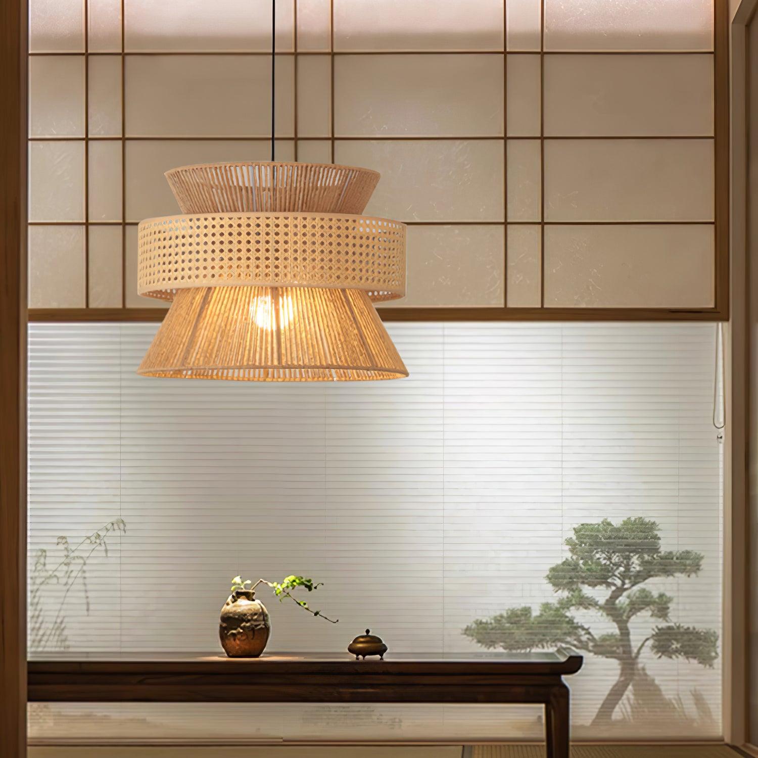 Ophelia Lustra Lampe Suspendue Rattan Tissé Élégante - Neutralighting