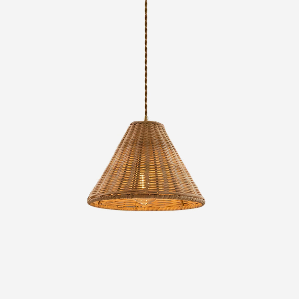 Suspension Rotin Ombre Corps Cône Forme Naturel Minimaliste - Neutralighting