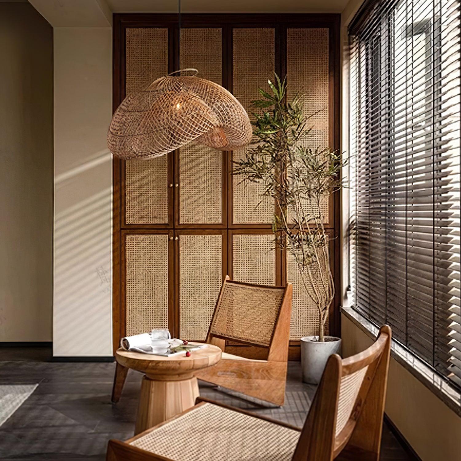 Juno Suspension style rustique en rotin