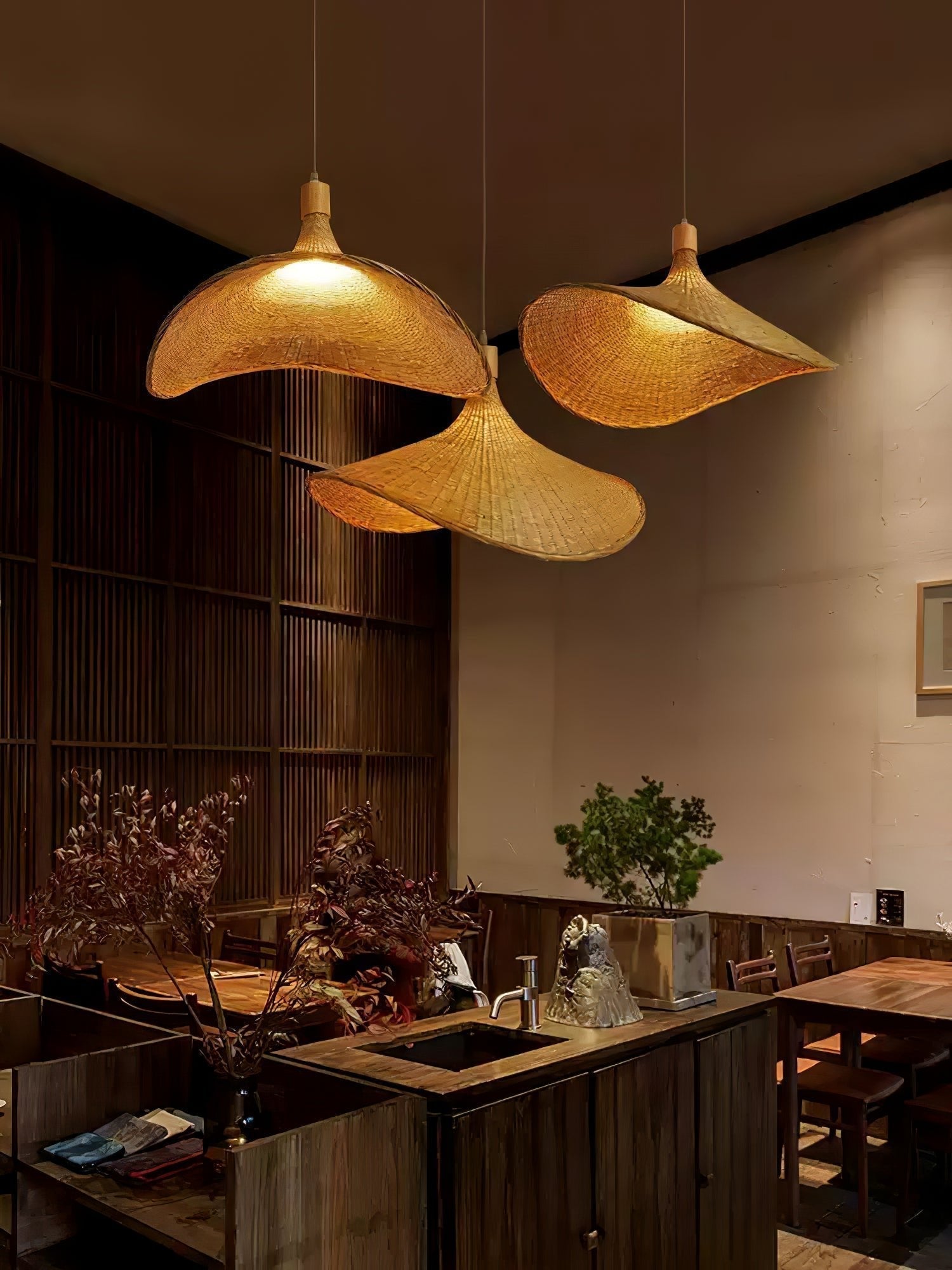 Rattan Weave Hat Pendant Light - Blowlighting