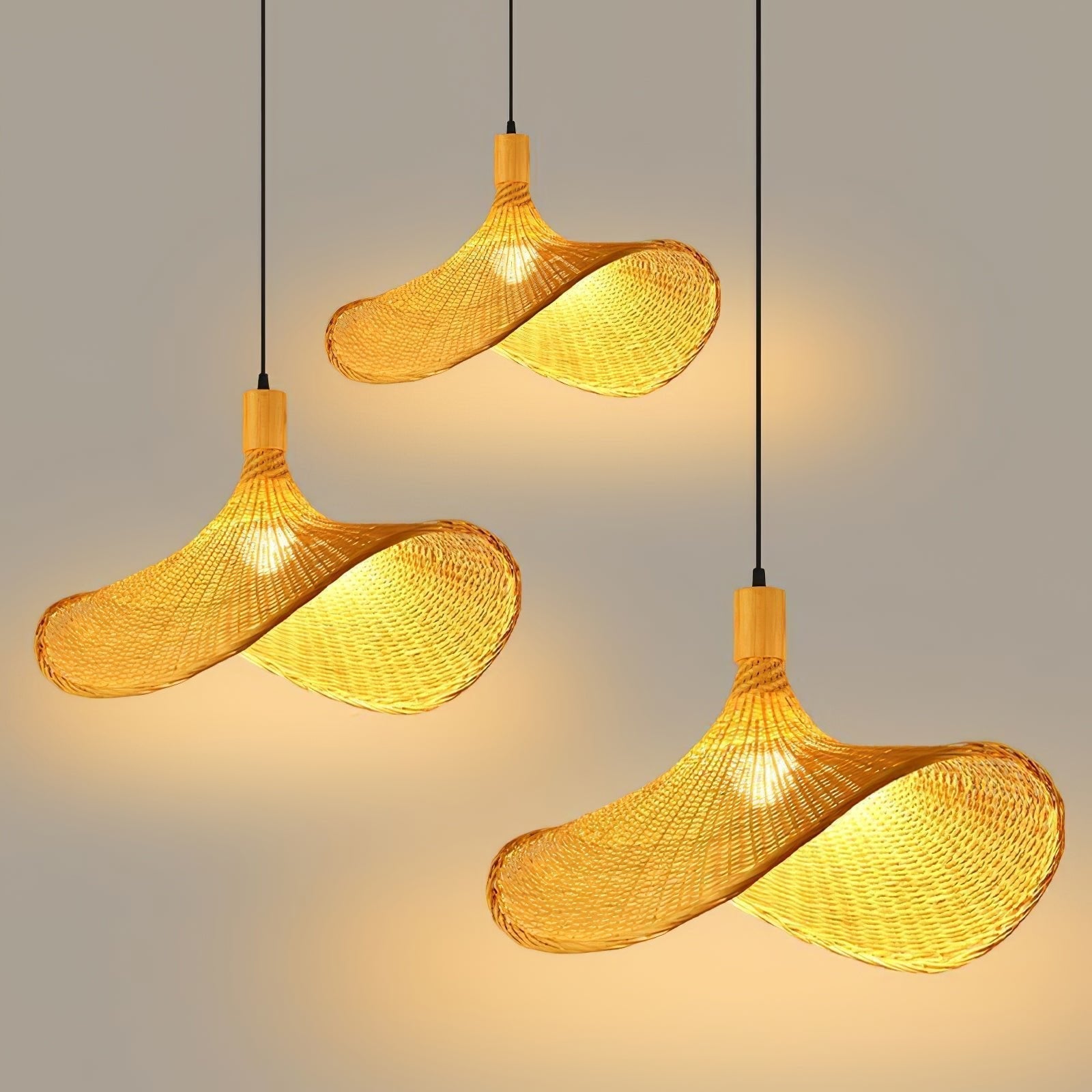 Rattan Weave Hat Pendant Light - Blowlighting