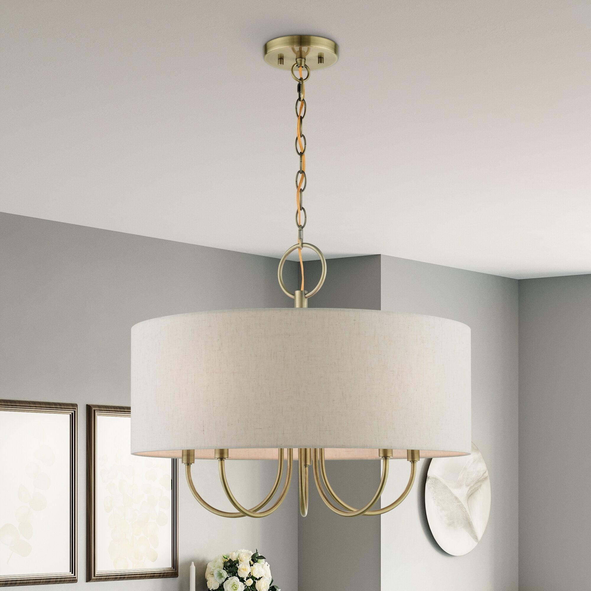 Ovyneth Classic Vintage Drum Fabric Chandelier - Lamp Copper
