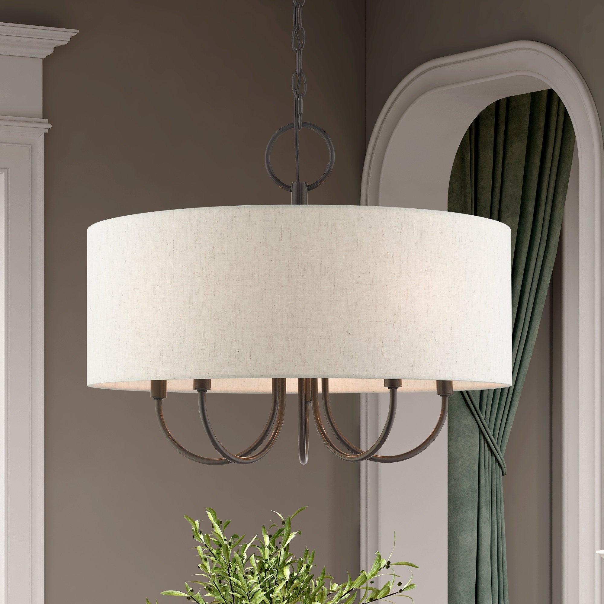 Ovyneth Classic Vintage Drum Fabric Chandelier - Lamp Copper