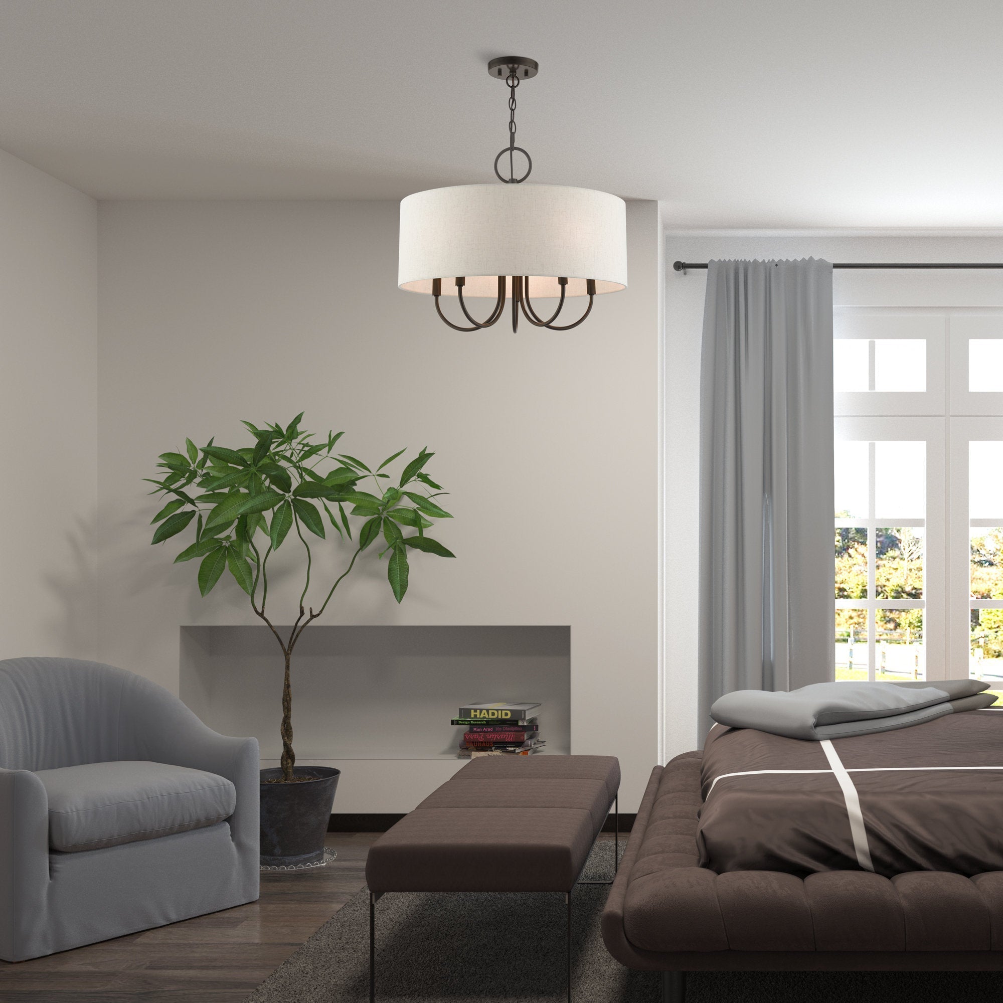 Ovyneth Classic Vintage Drum Fabric Chandelier - Lamp Copper