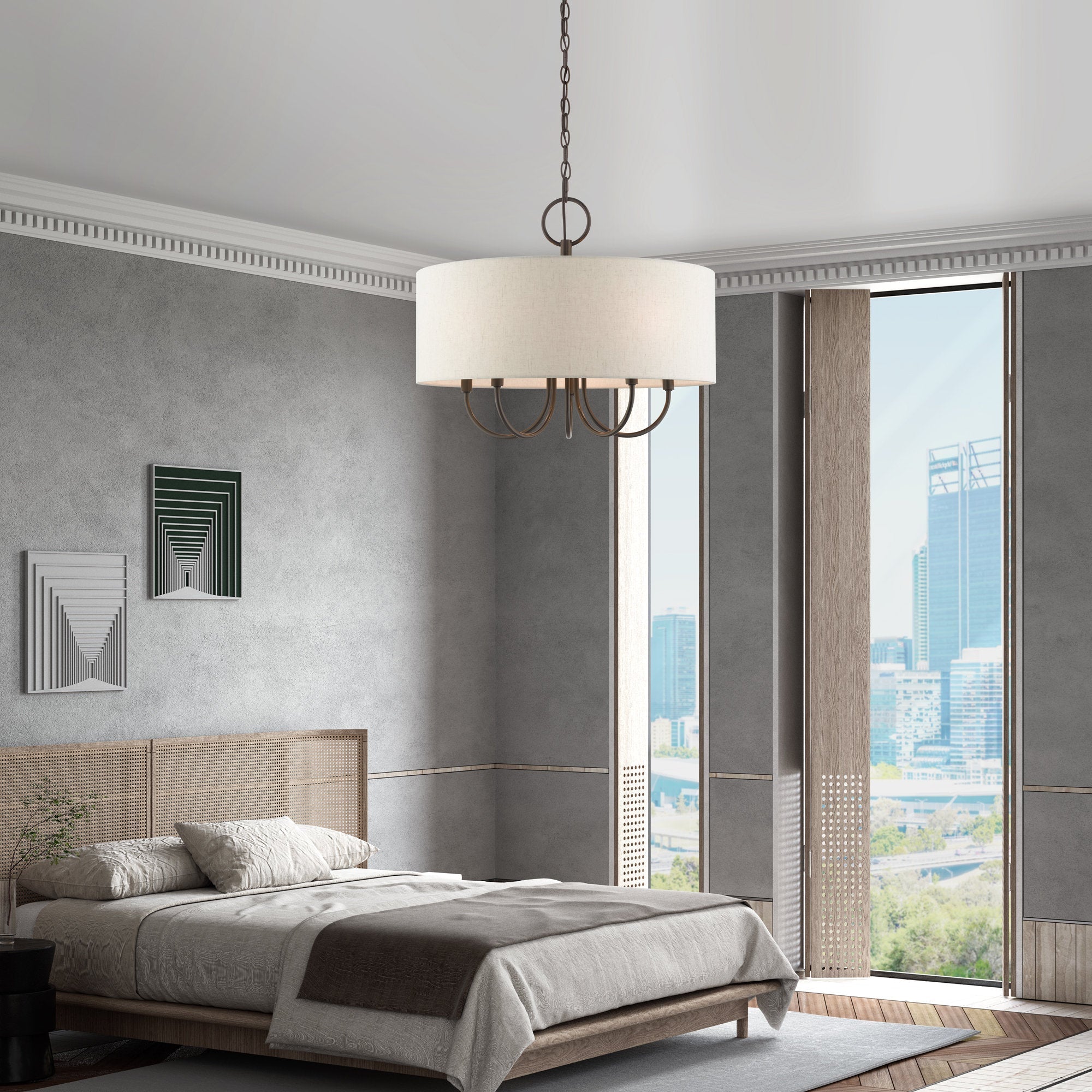 Ovyneth Classic Vintage Drum Fabric Chandelier - Lamp Copper