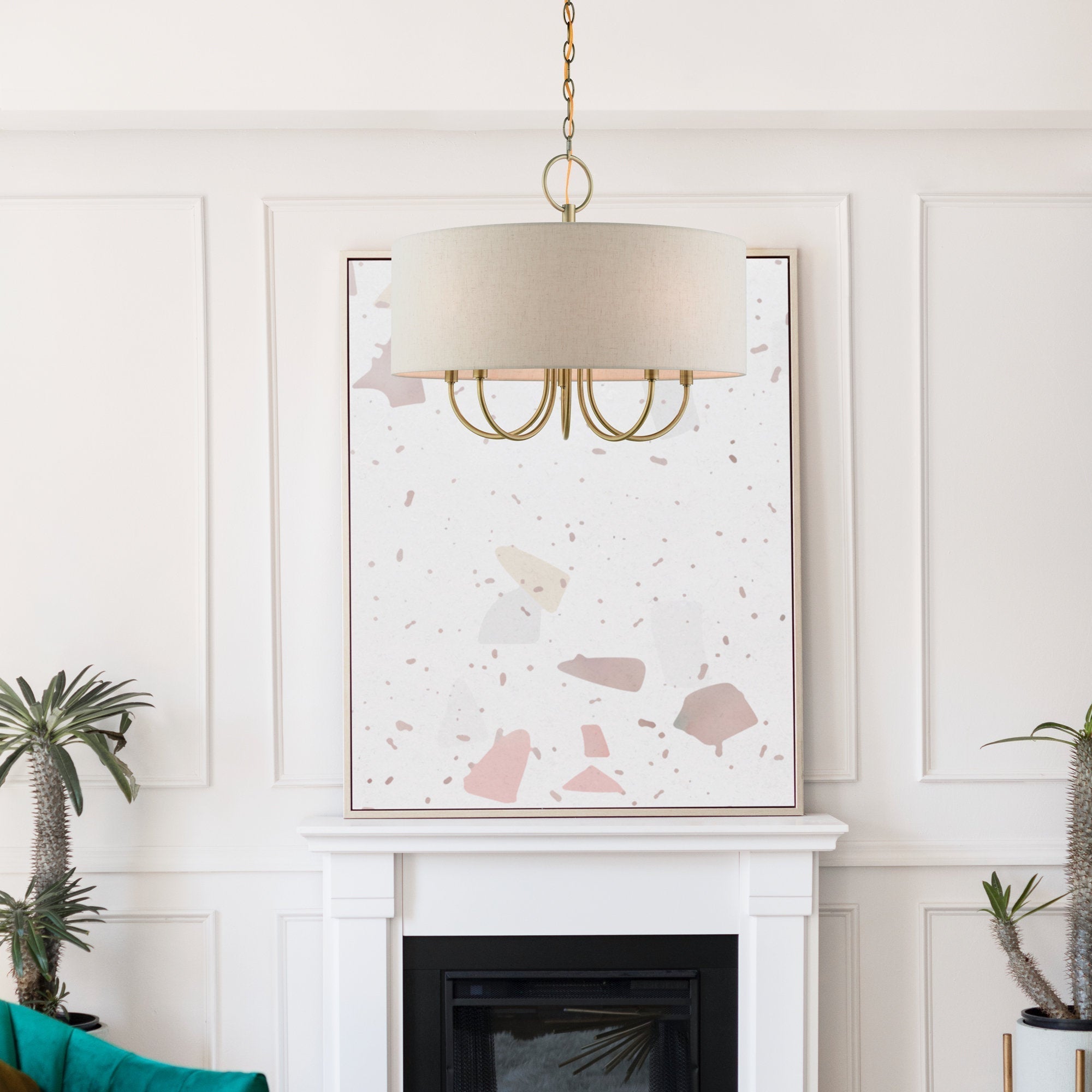 Ovyneth Classic Vintage Drum Fabric Chandelier - Lamp Copper