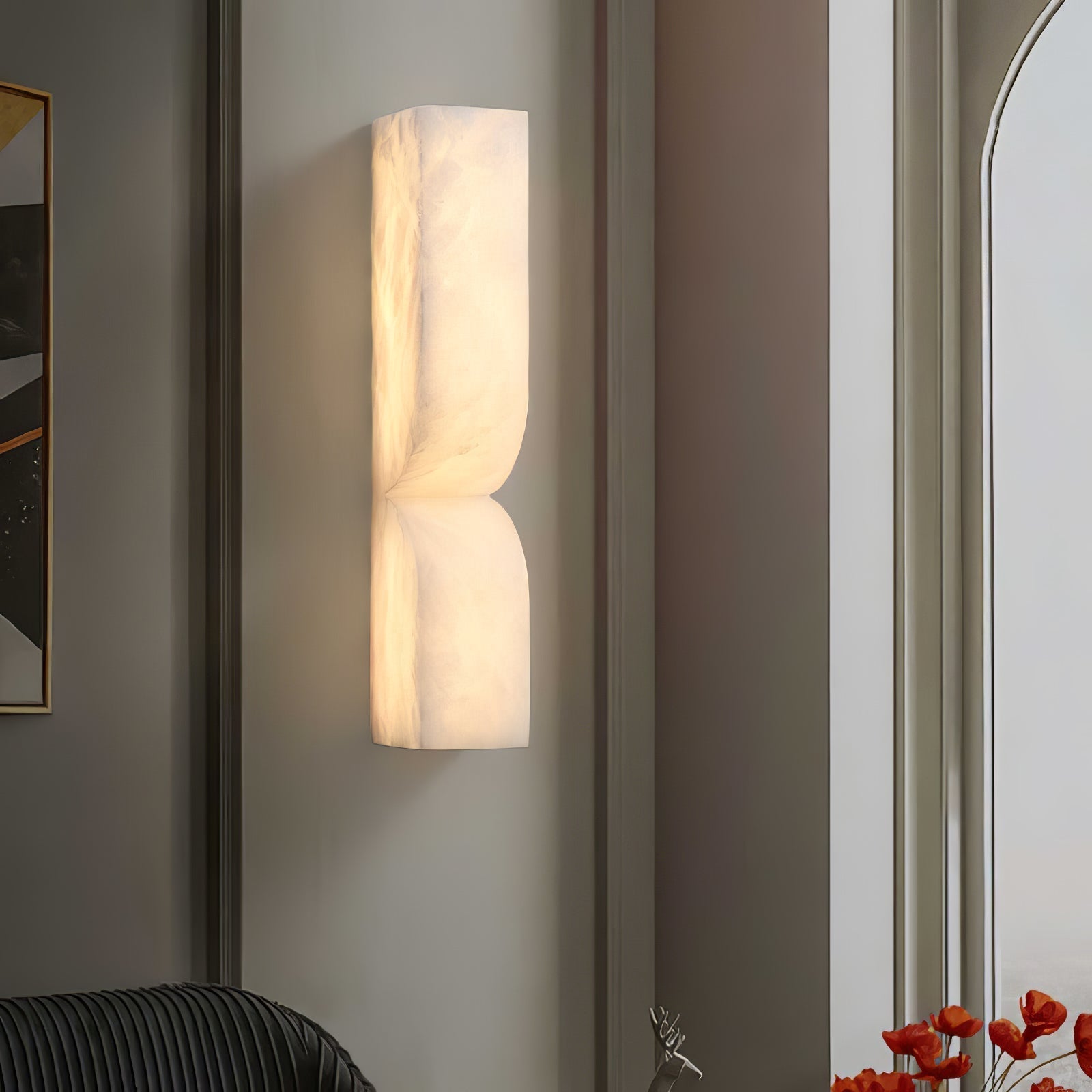 Lyvenisra Modern Minimalist Rectangular Alabaster Wall Lamp - Lamp Copper