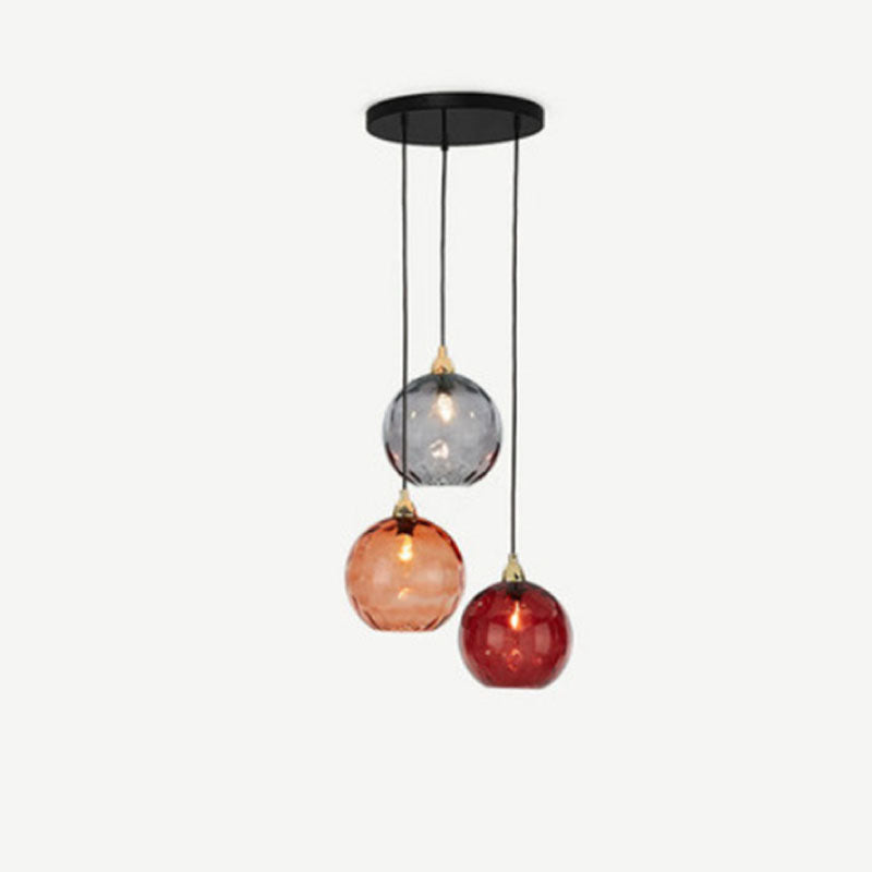 Valentina Suspension Boule Ondulation Nortique Métal/Verre Vert/Gris Salon - Neutralighting