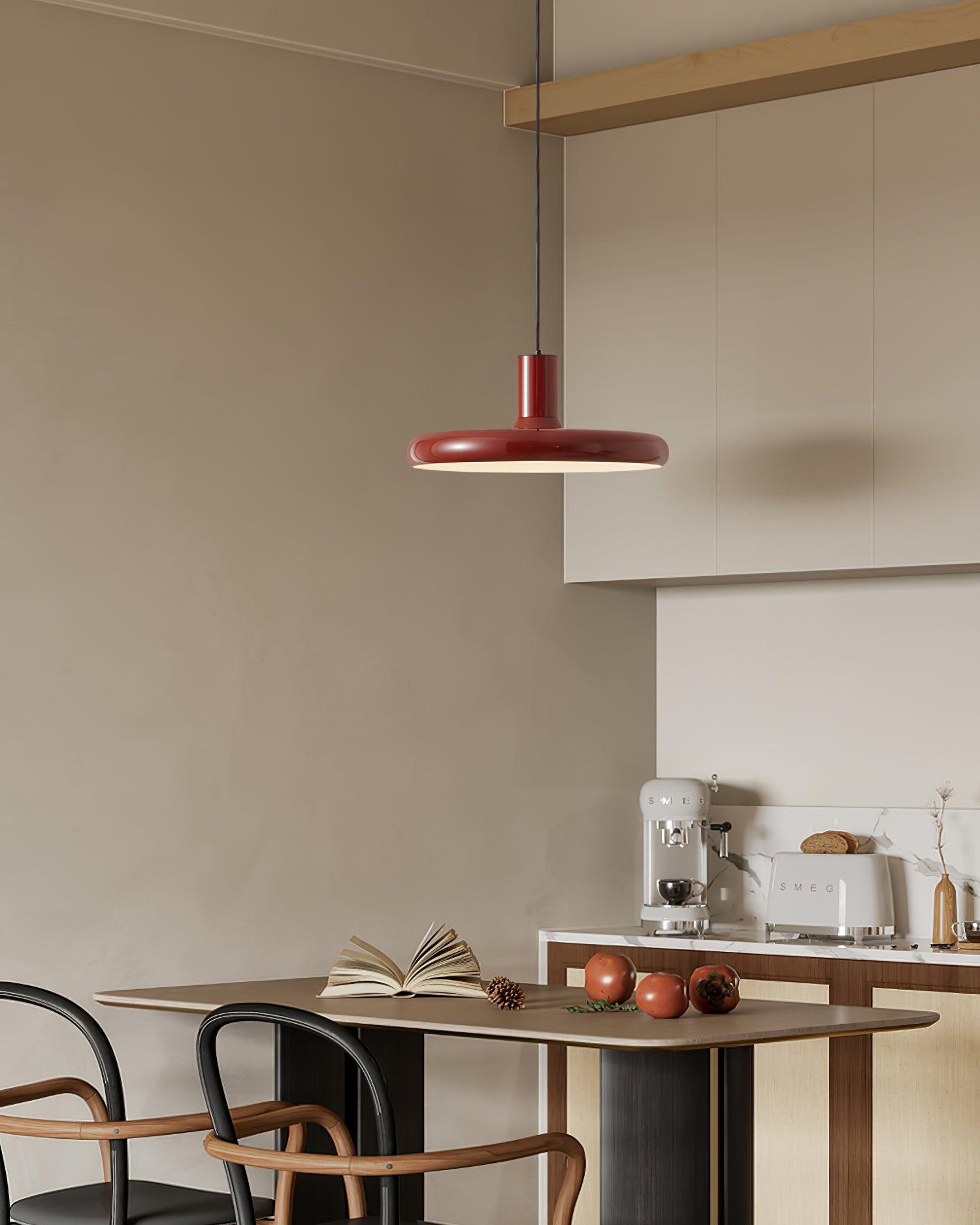 Frisbee Lampe Pendante Aluminium Rouge Industriel - Neutralighting