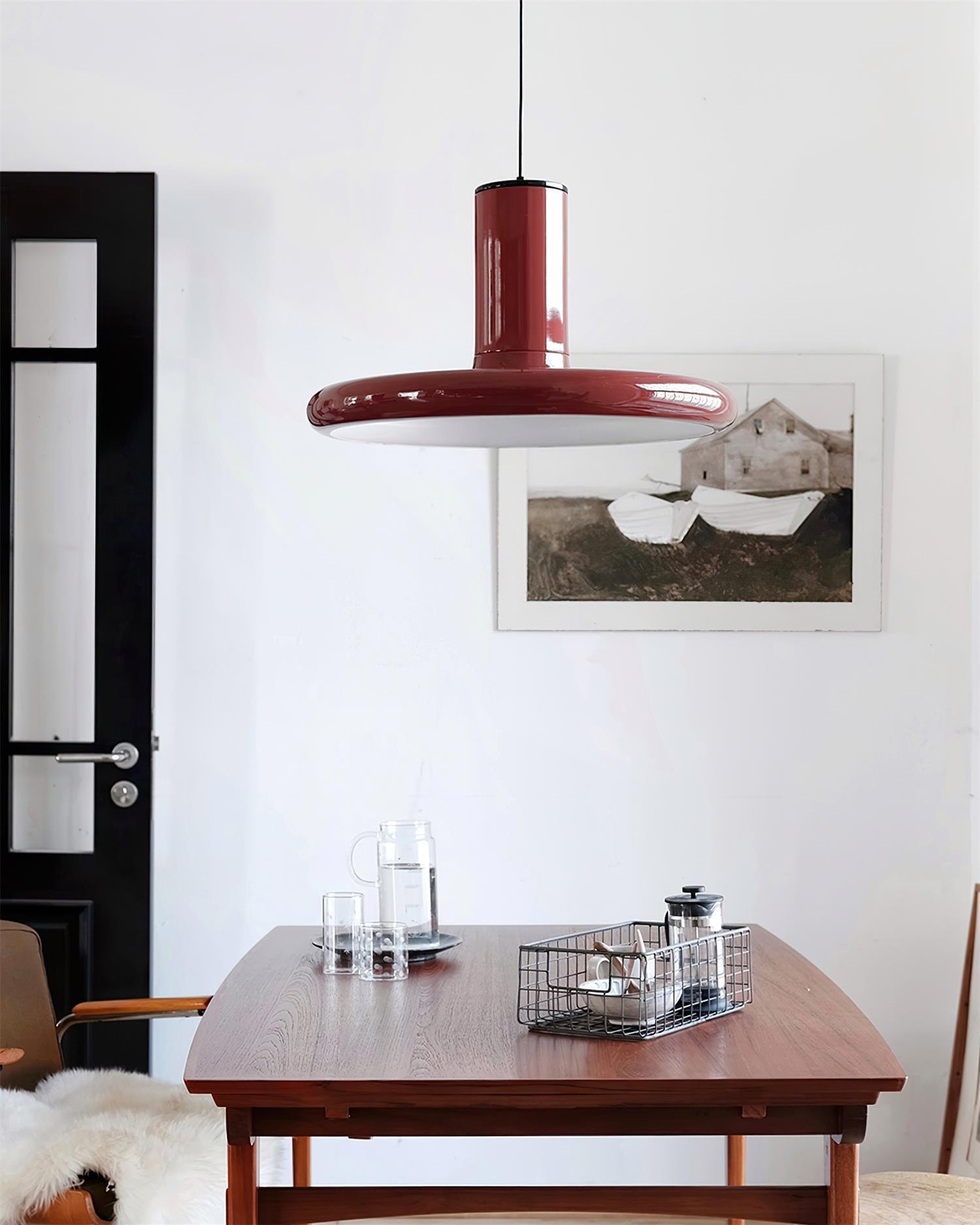 Frisbee Lampe Pendante Aluminium Rouge Industriel - Neutralighting