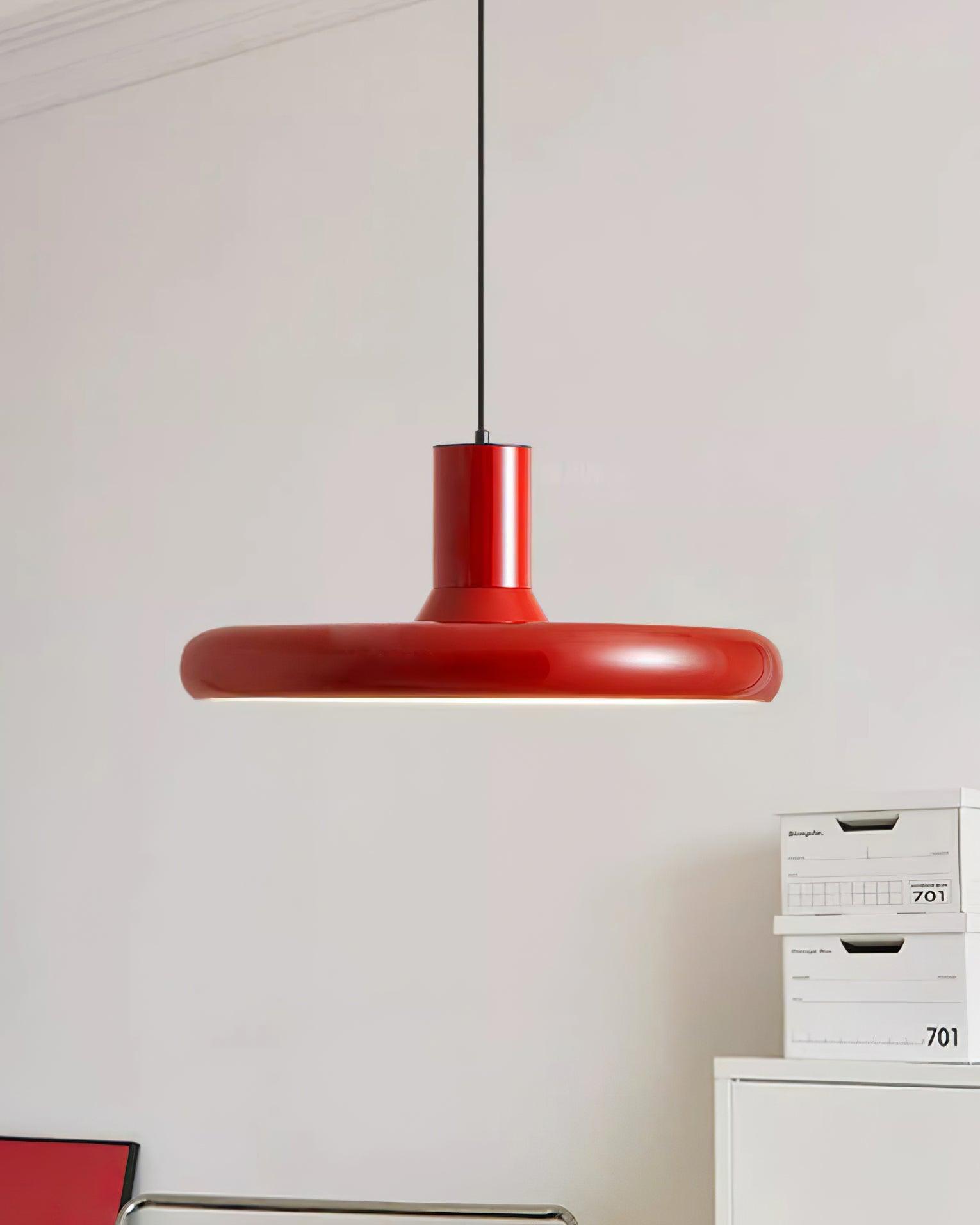 Frisbee Lampe Pendante Aluminium Rouge Industriel - Neutralighting