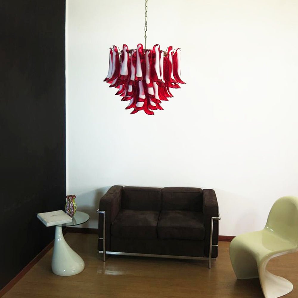 Aurora Chandelier Red Murano Petals - Letslighting