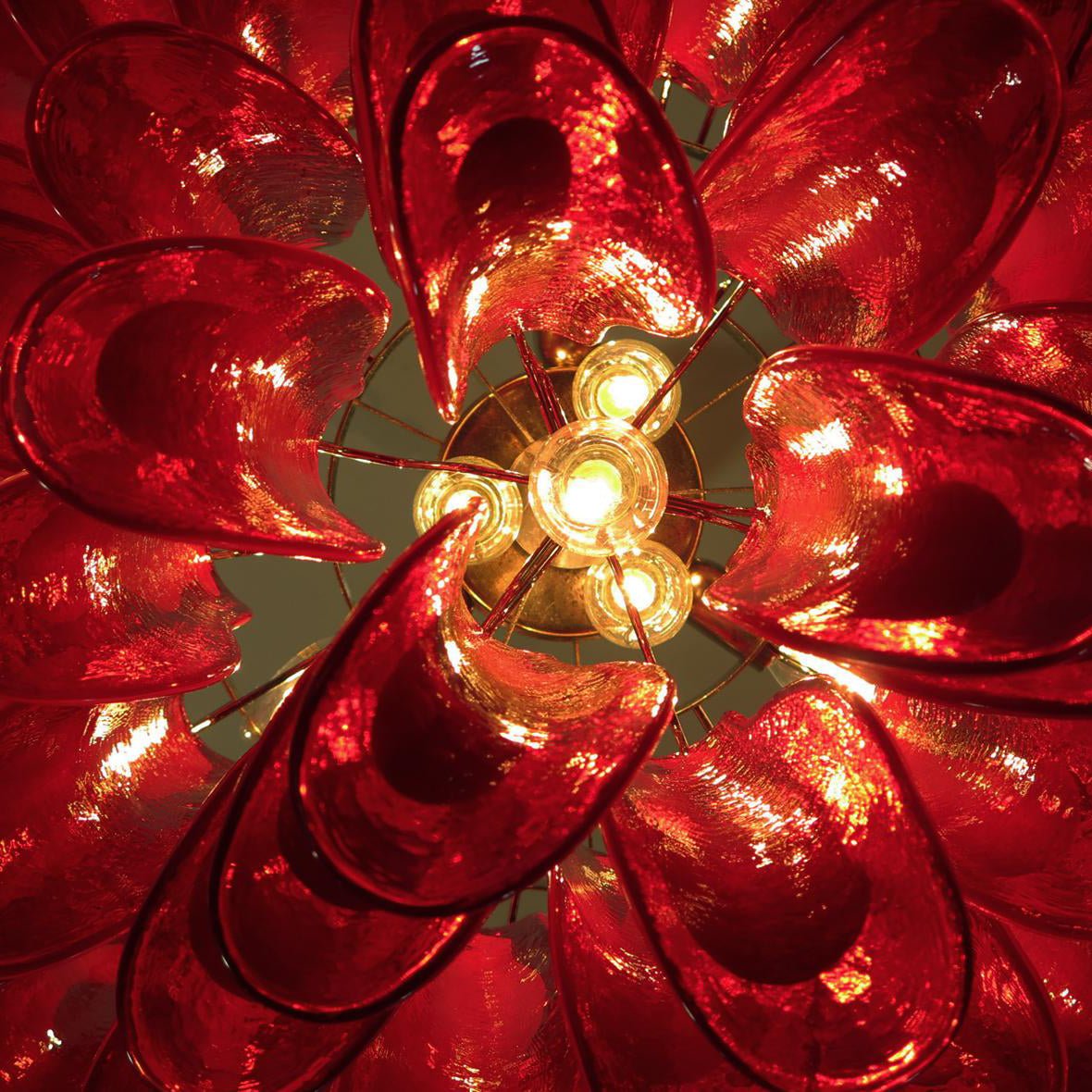 Aurora Chandelier Red Murano Petals - Letslighting