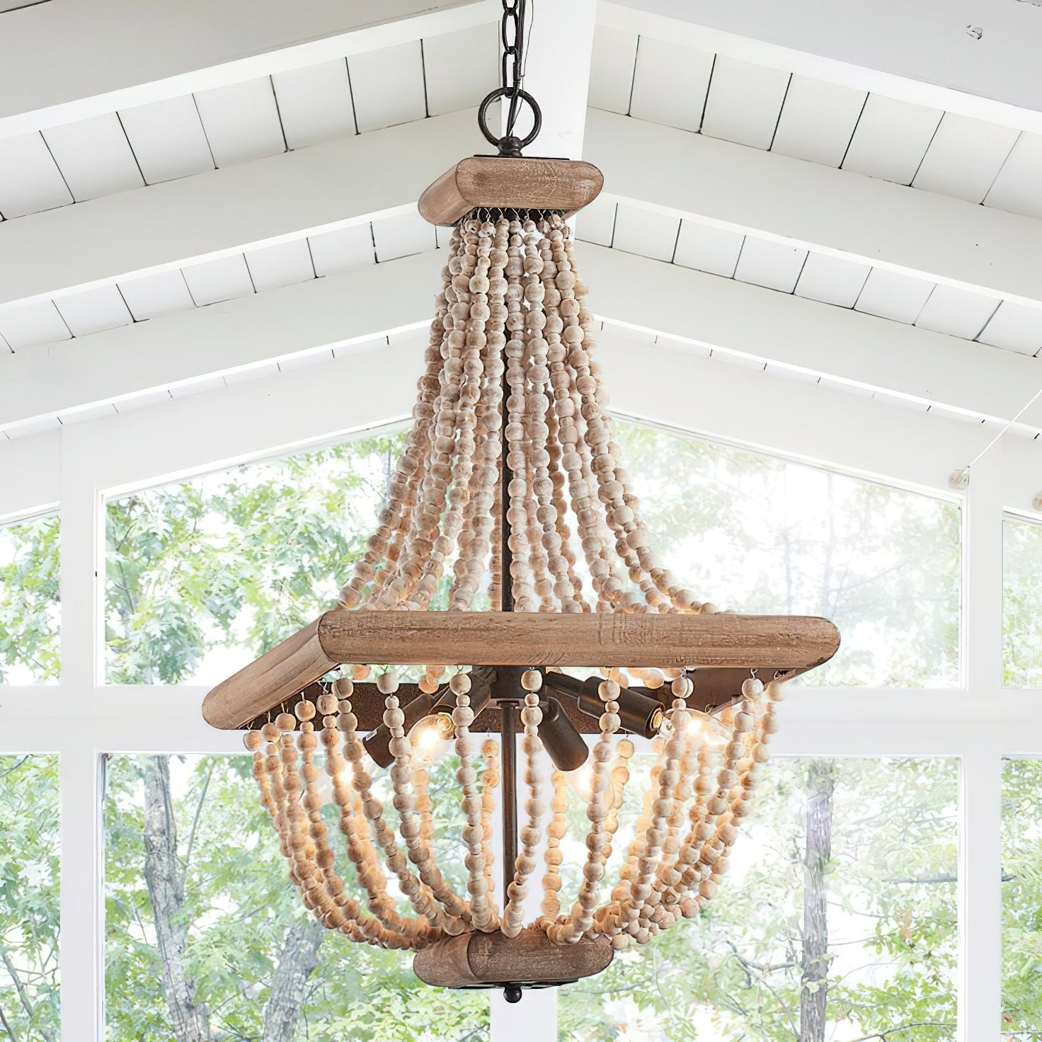 Aursorir Postmodern Luxury Wooden Metal Chandelier - Lamp Copper