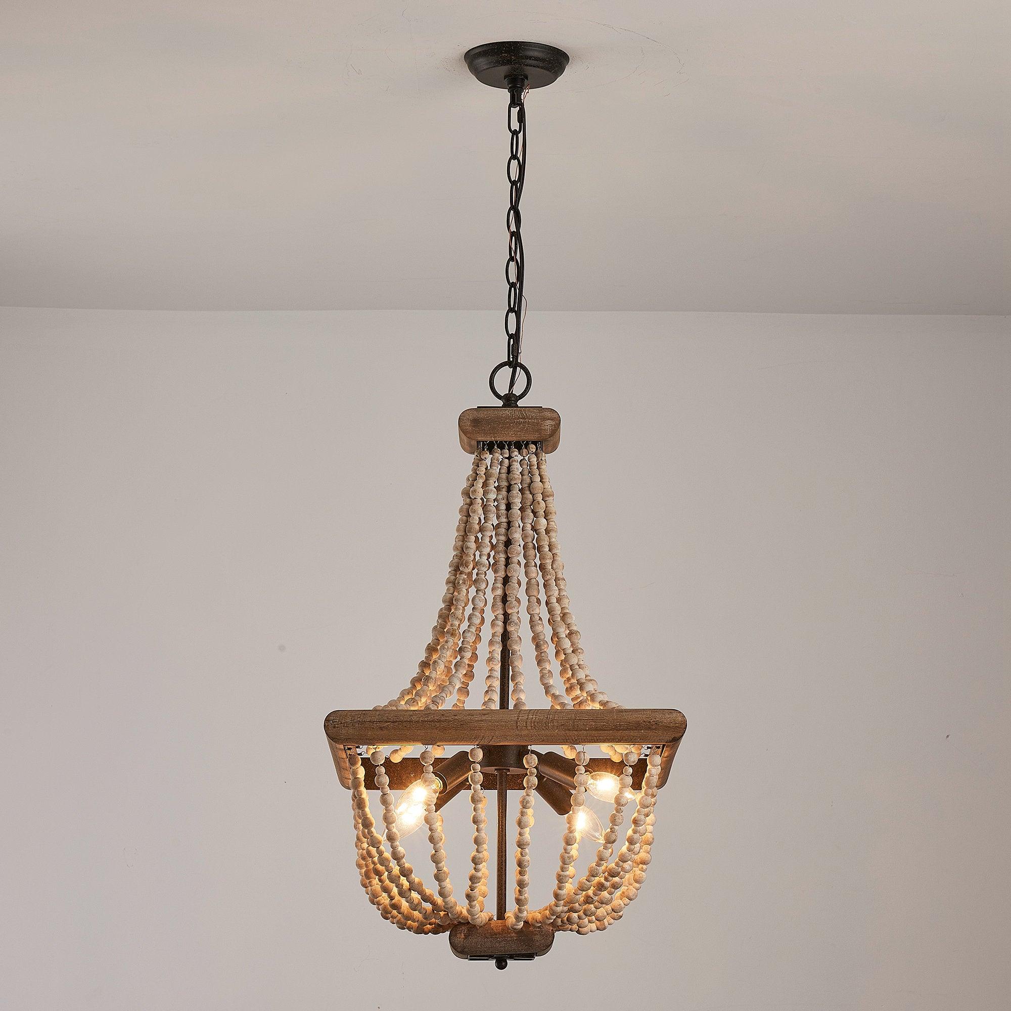 Aursorir Postmodern Luxury Wooden Metal Chandelier - Lamp Copper