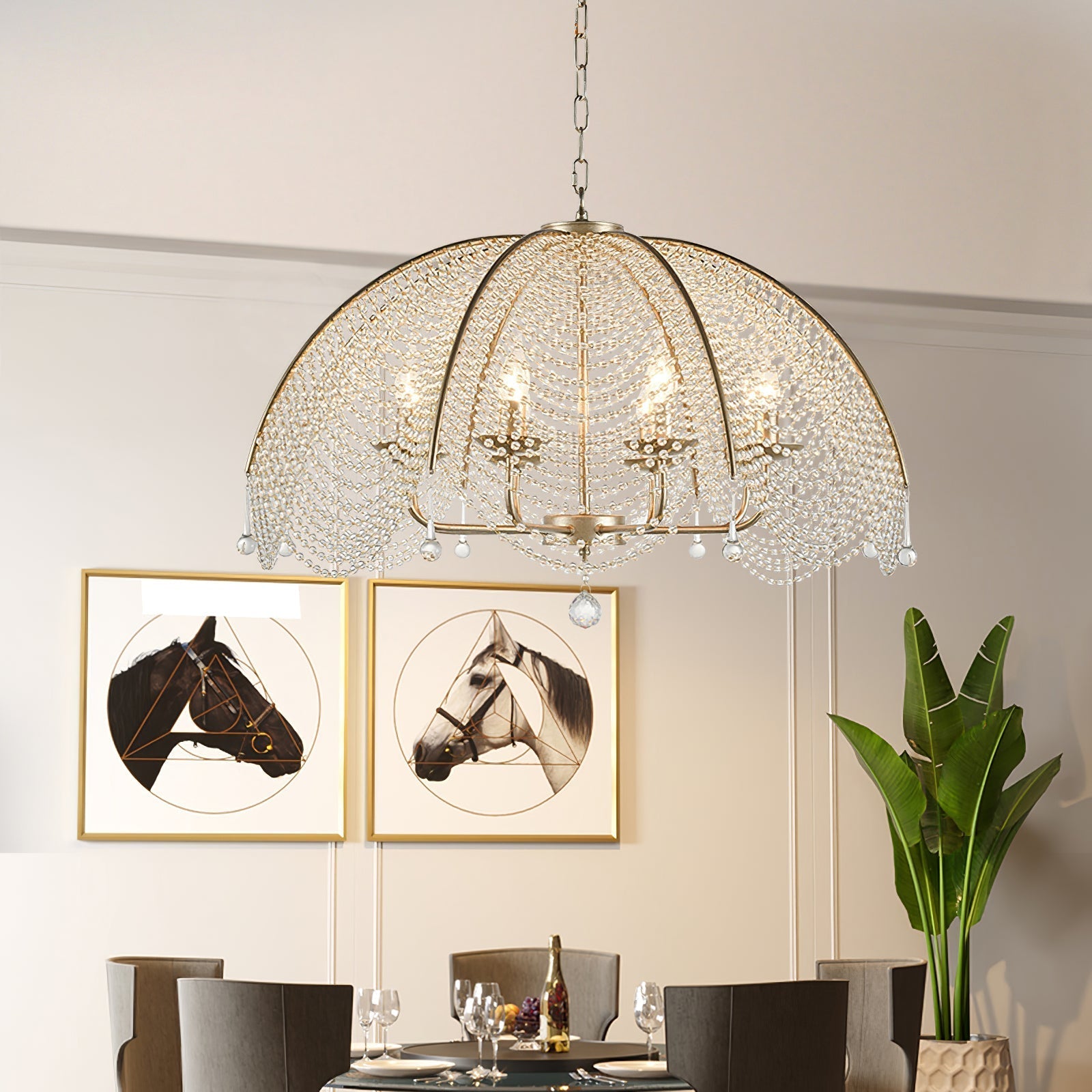 Ulsilus Elegance Style Beads Crystal Chandelier - Lamp Copper