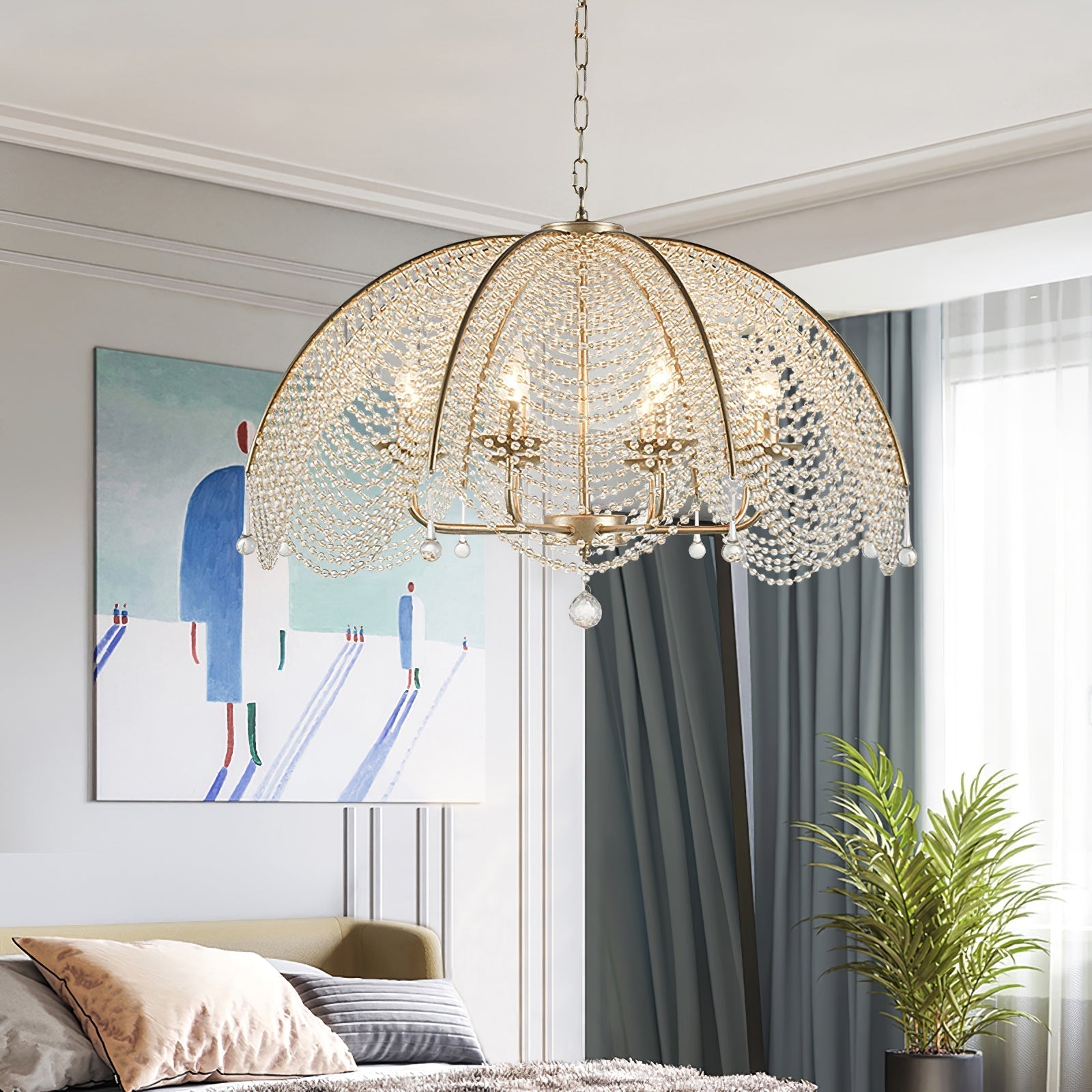 Ulsilus Elegance Style Beads Crystal Chandelier - Lamp Copper