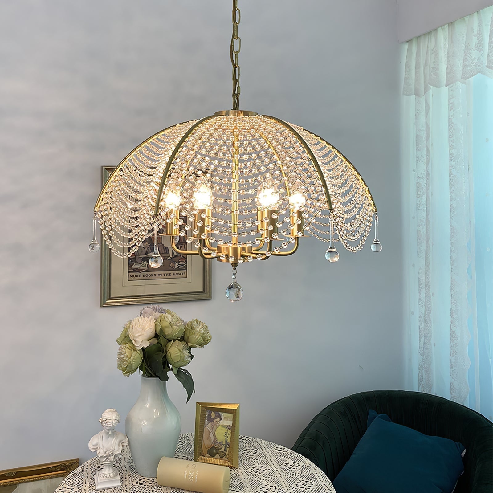 Ulsilus Elegance Style Beads Crystal Chandelier - Lamp Copper