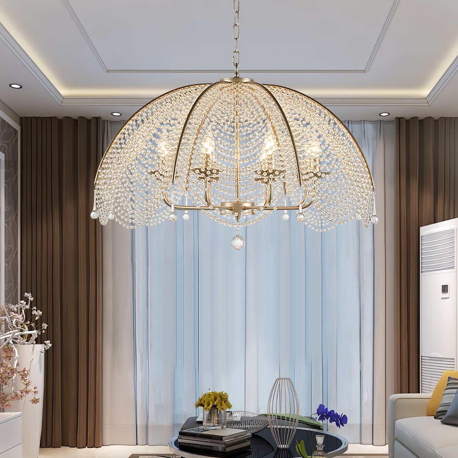 Ulsilus Elegance Style Beads Crystal Chandelier - Lamp Copper