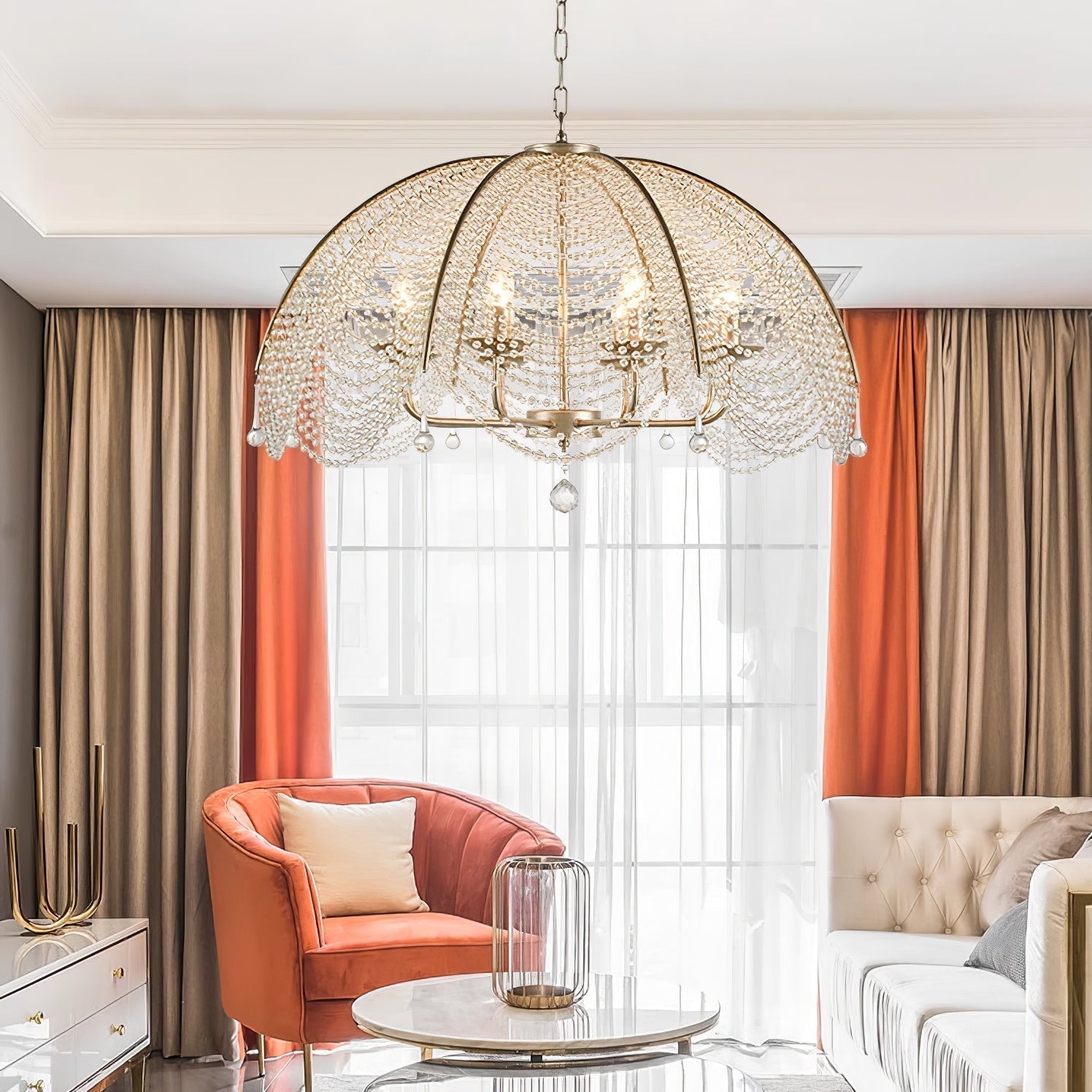 Ulsilus Elegance Style Beads Crystal Chandelier - Lamp Copper