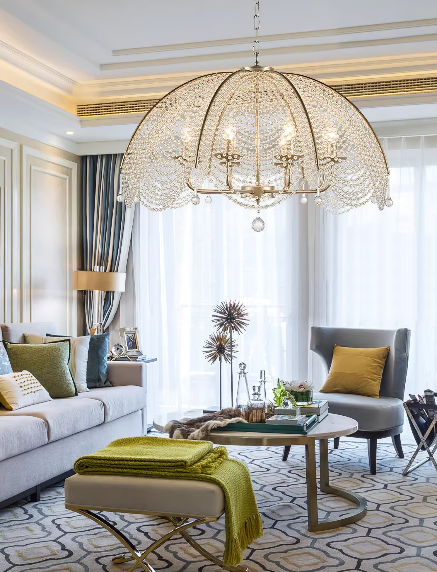 Ulsilus Elegance Style Beads Crystal Chandelier - Lamp Copper