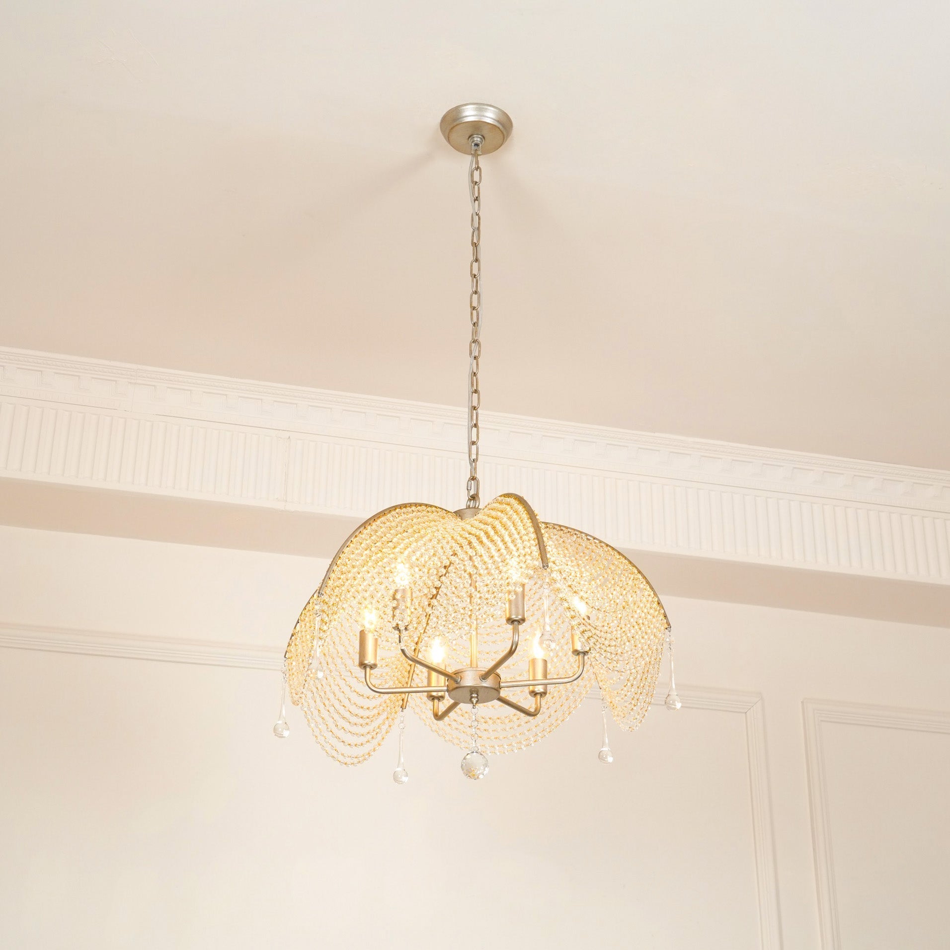Ulsilus Elegance Style Beads Crystal Chandelier - Lamp Copper