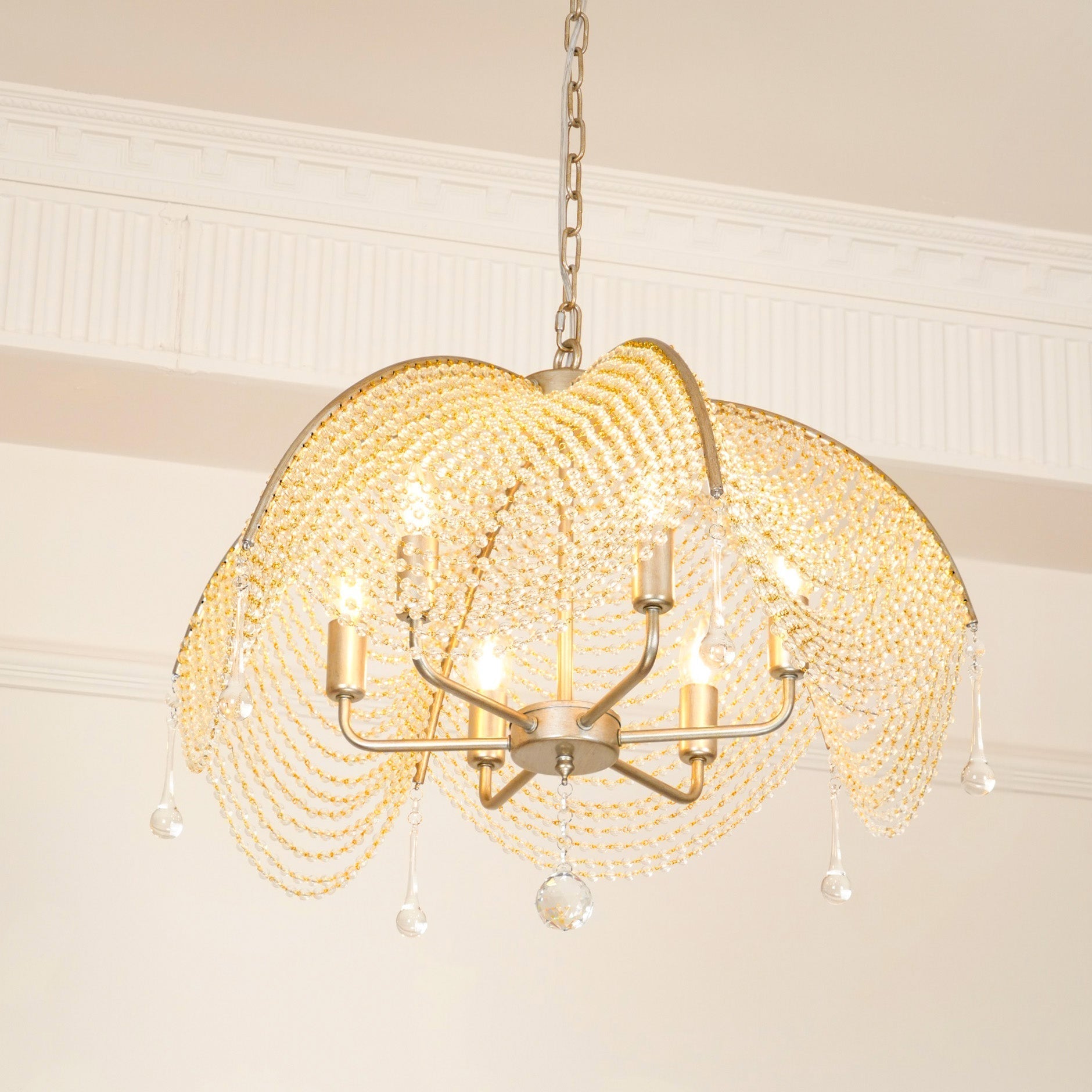 Ulsilus Elegance Style Beads Crystal Chandelier - Lamp Copper