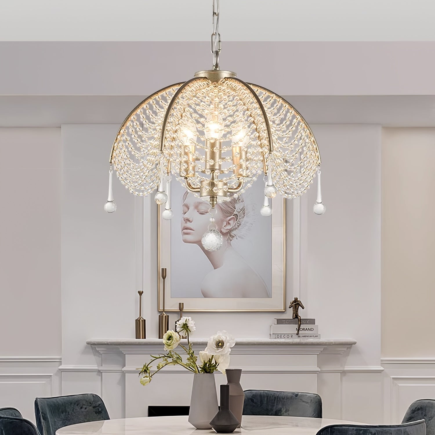 Ulsilus Elegance Style Beads Crystal Chandelier - Lamp Copper