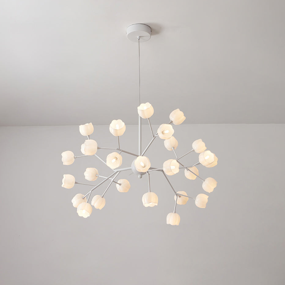Elora Chandelier Élégant Fleurs Blanches - Neutralighting
